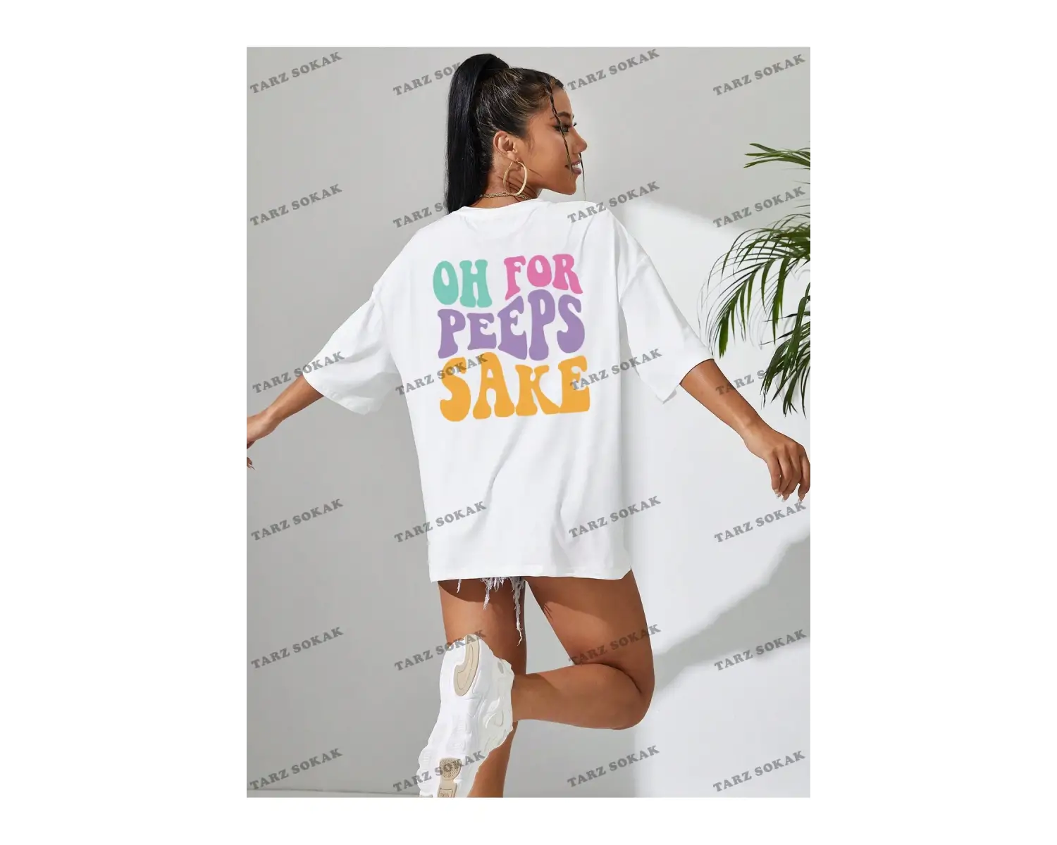 Unisex BAY  Qutie Sloganlı Grafik Düşük Omuz Tişört KOD-1371