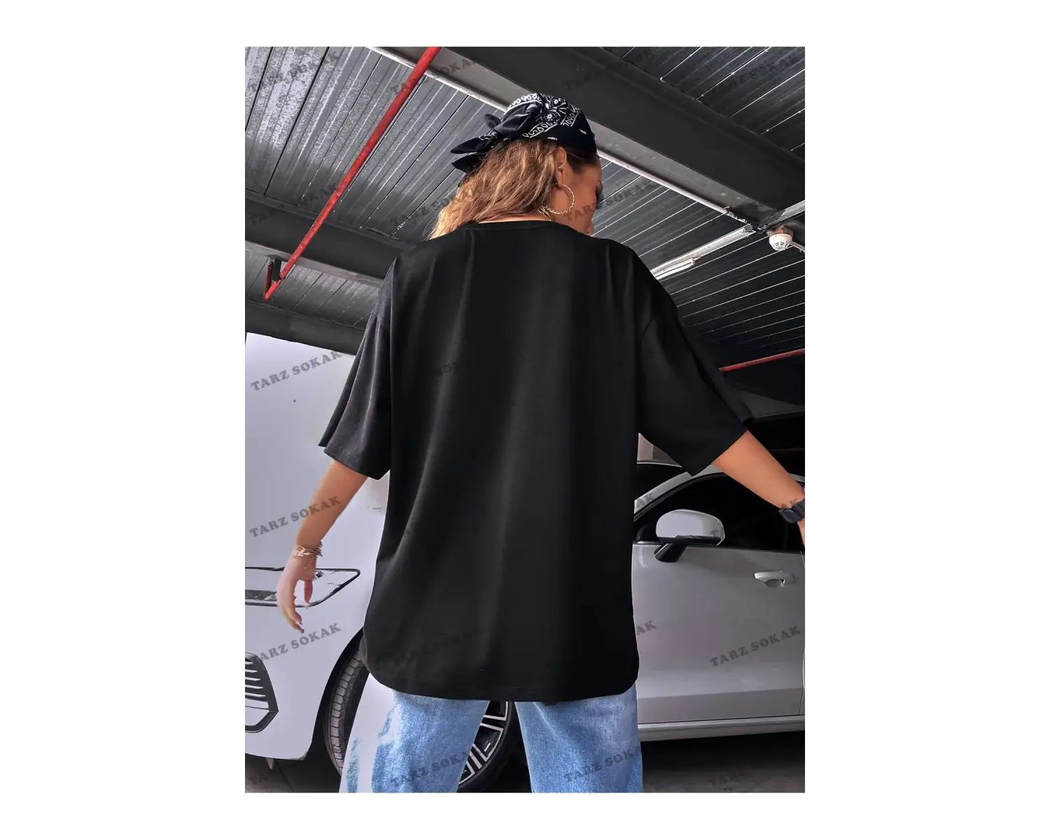 Unisex BAY  Rugby ve Slogan Grafikli Düşük Omuzlu Oversize Tişört KOD-1389