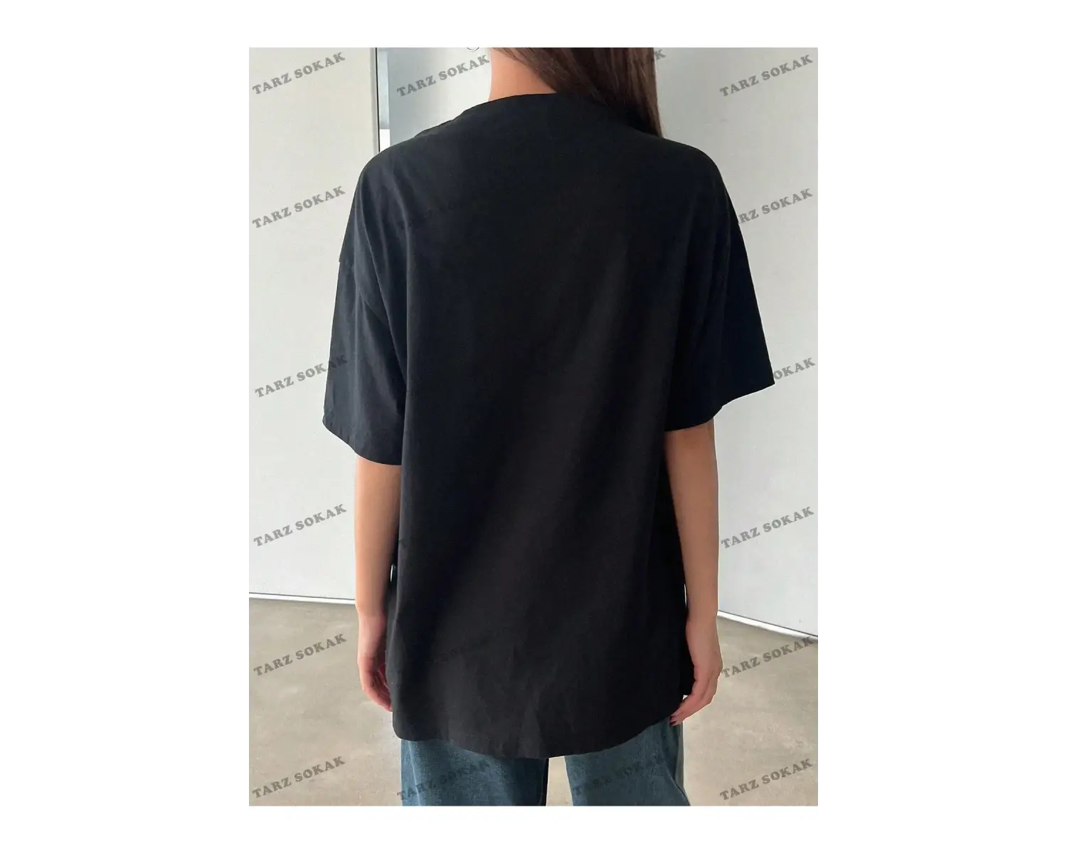 Unisex BAY  Sloganlı Grafik Düşük Omuz Tişört KOD-1378