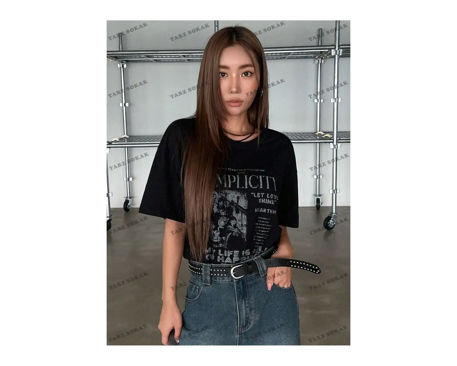 Unisex BAY  Sloganlı Grafik Düşük Omuz Tişört KOD-1378