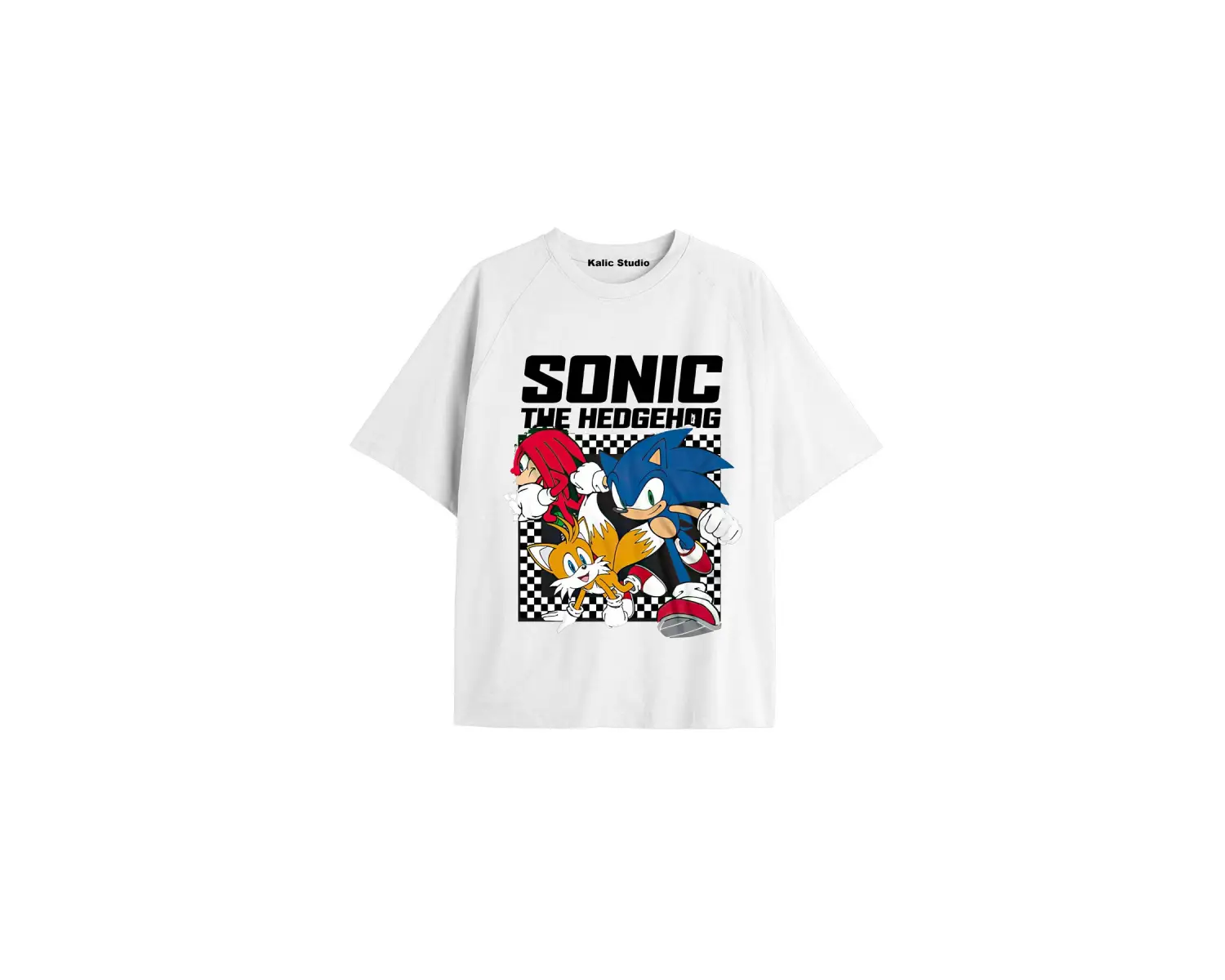 UNİSEX Bay Sonic Desenli Beyaz Yazlık T-shirt