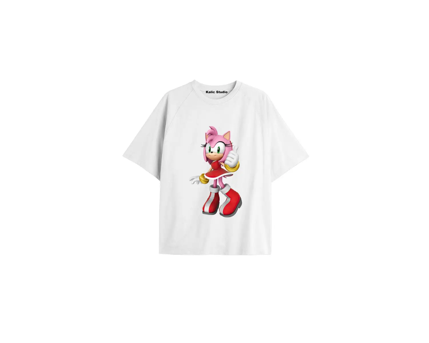UNİSEX Bay Sonic Desenli Beyaz Yazlık T-shirt