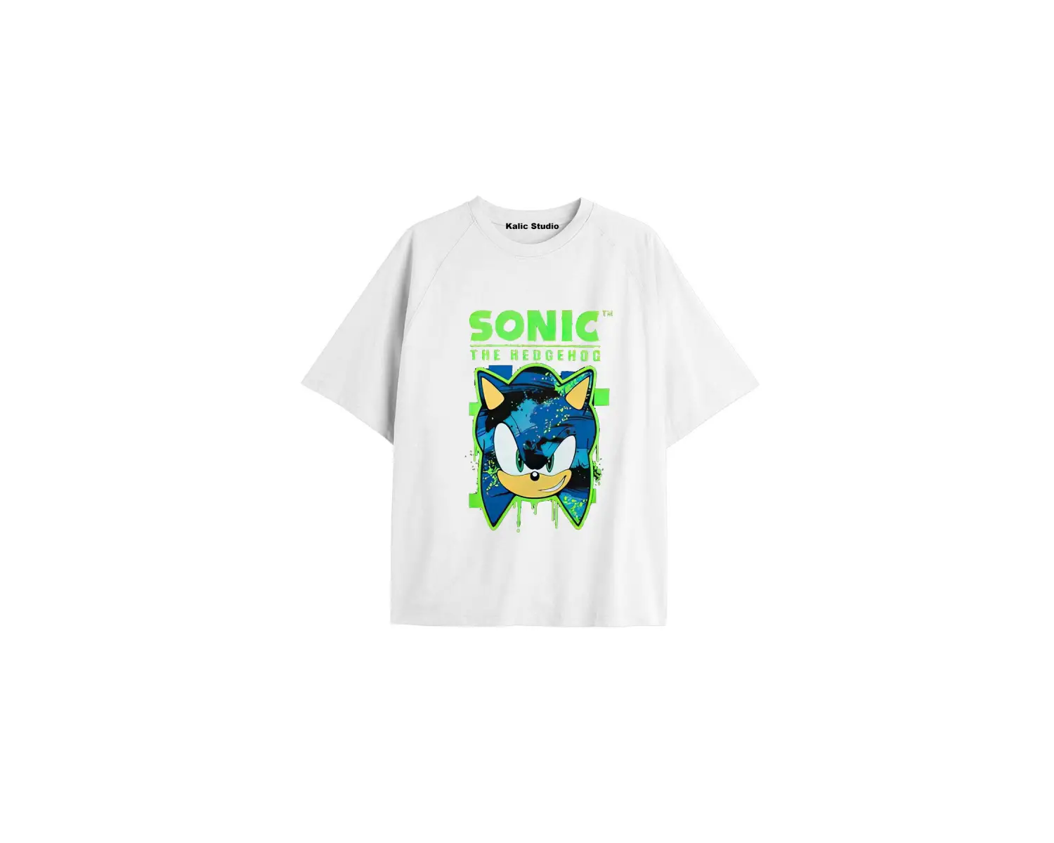 UNİSEX Bay Sonic Desenli Beyaz Yazlık T-shirt