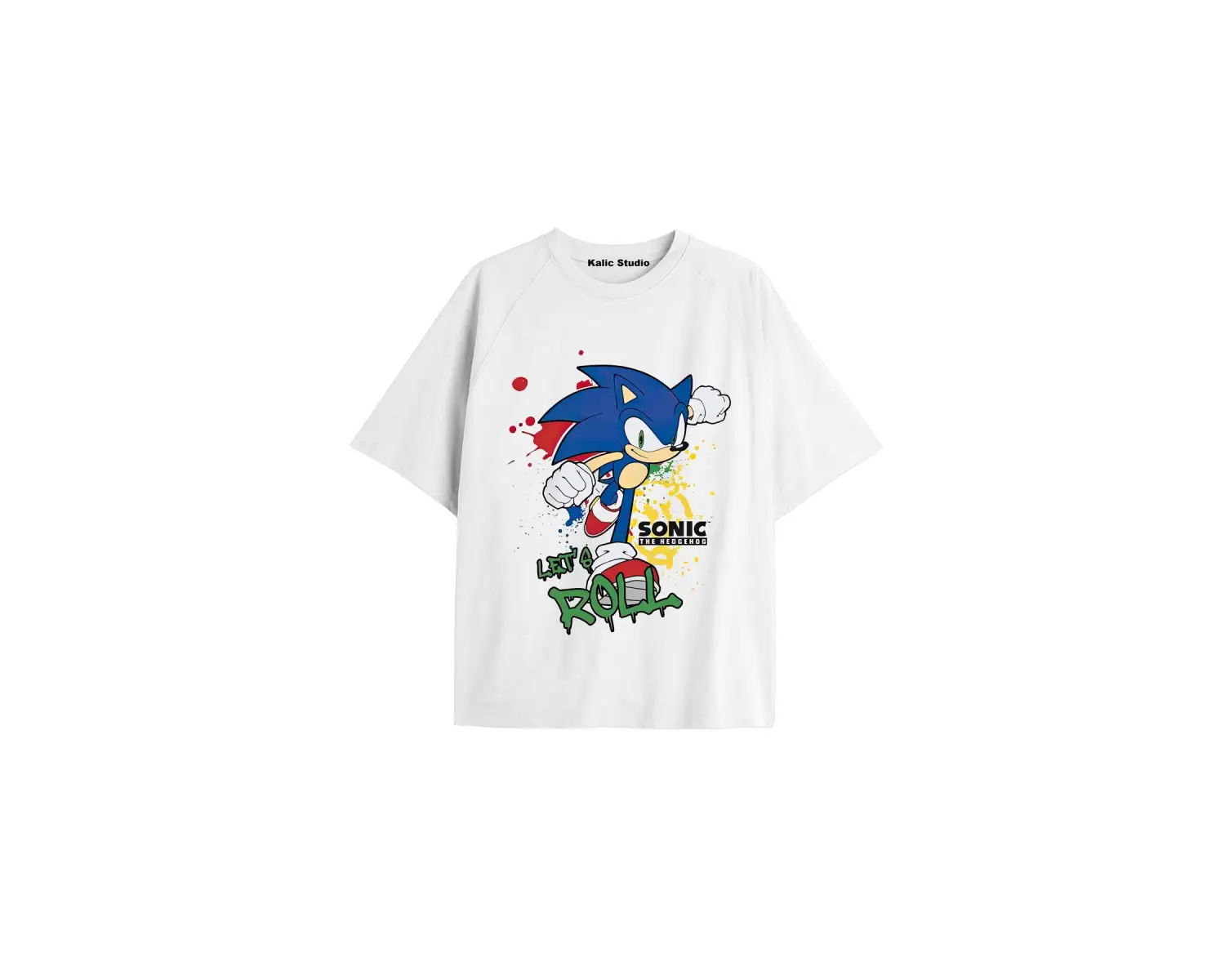 UNİSEX Bay Sonic Desenli Beyaz Yazlık T-shirt