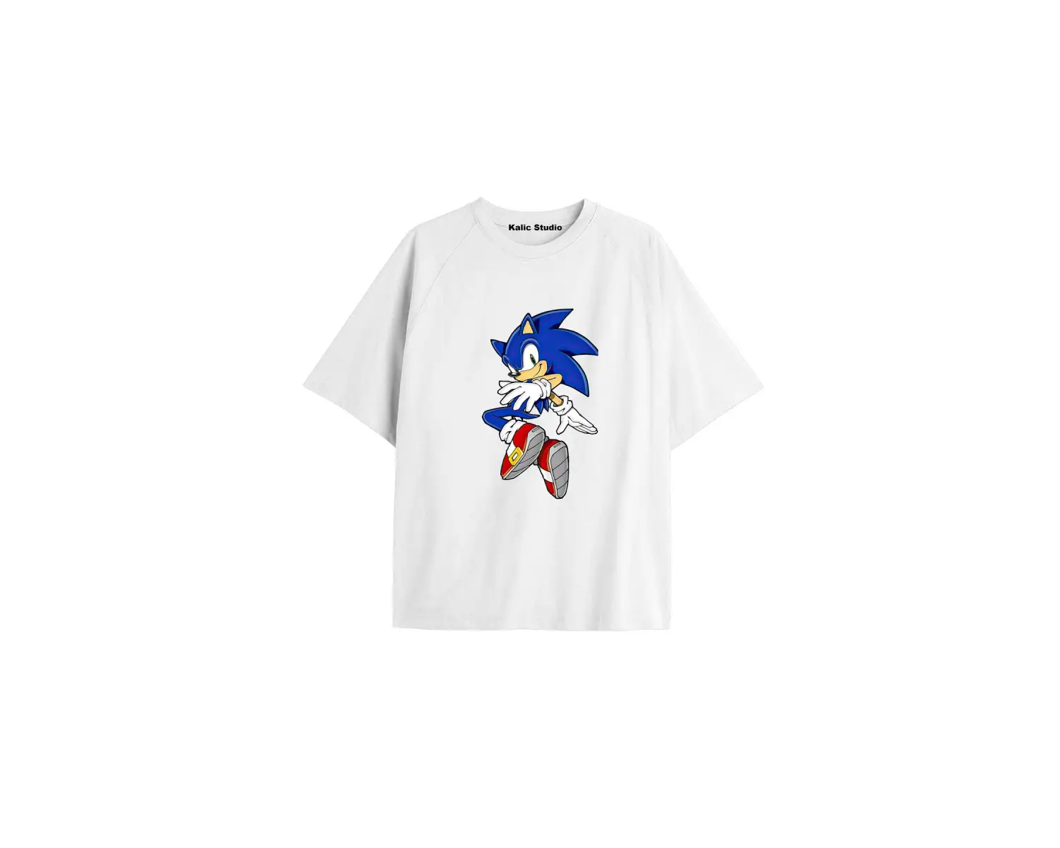 UNİSEX Bay Sonic Desenli Beyaz Yazlık T-shirt