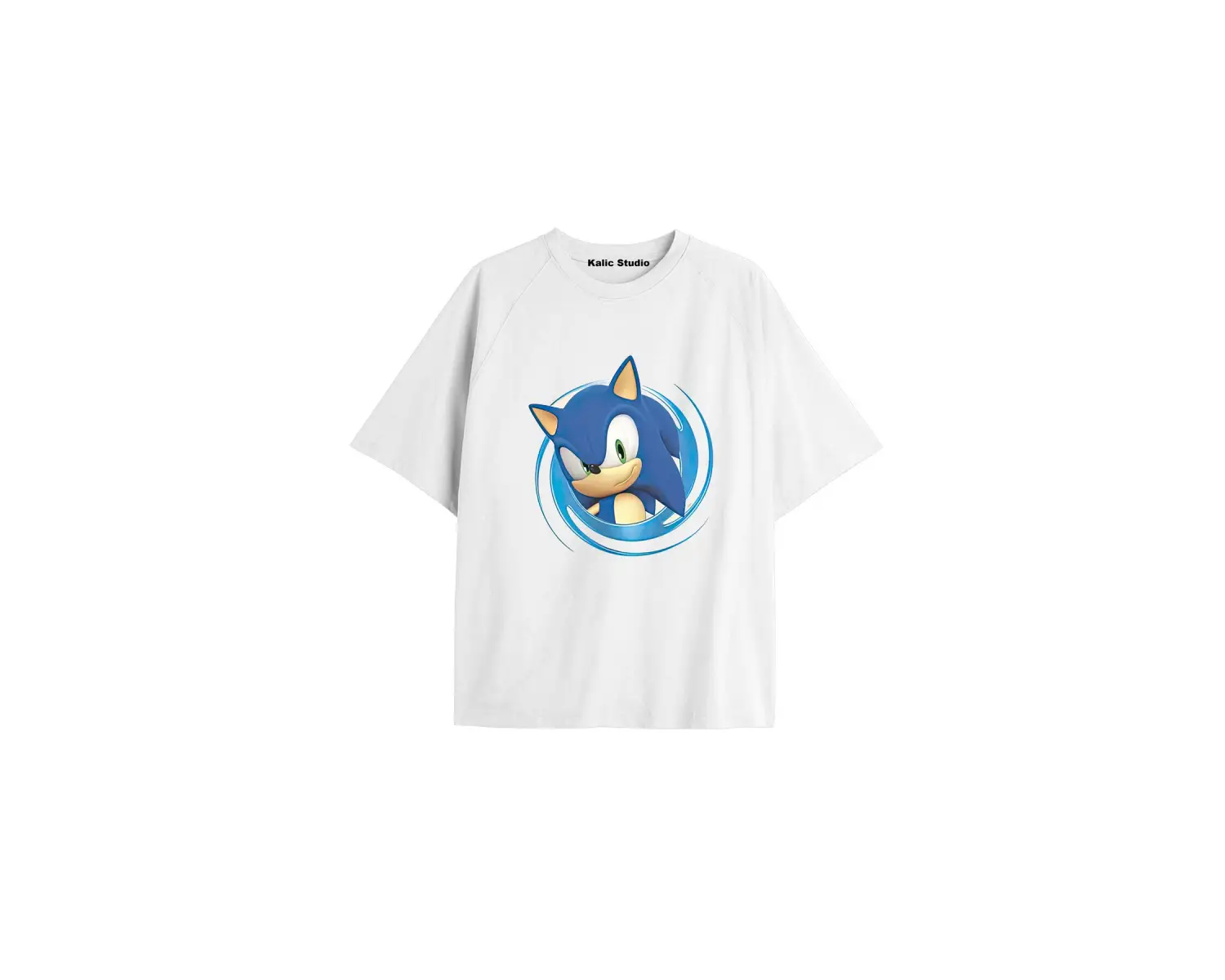 UNİSEX Bay Sonic Desenli Beyaz Yazlık T-shirt