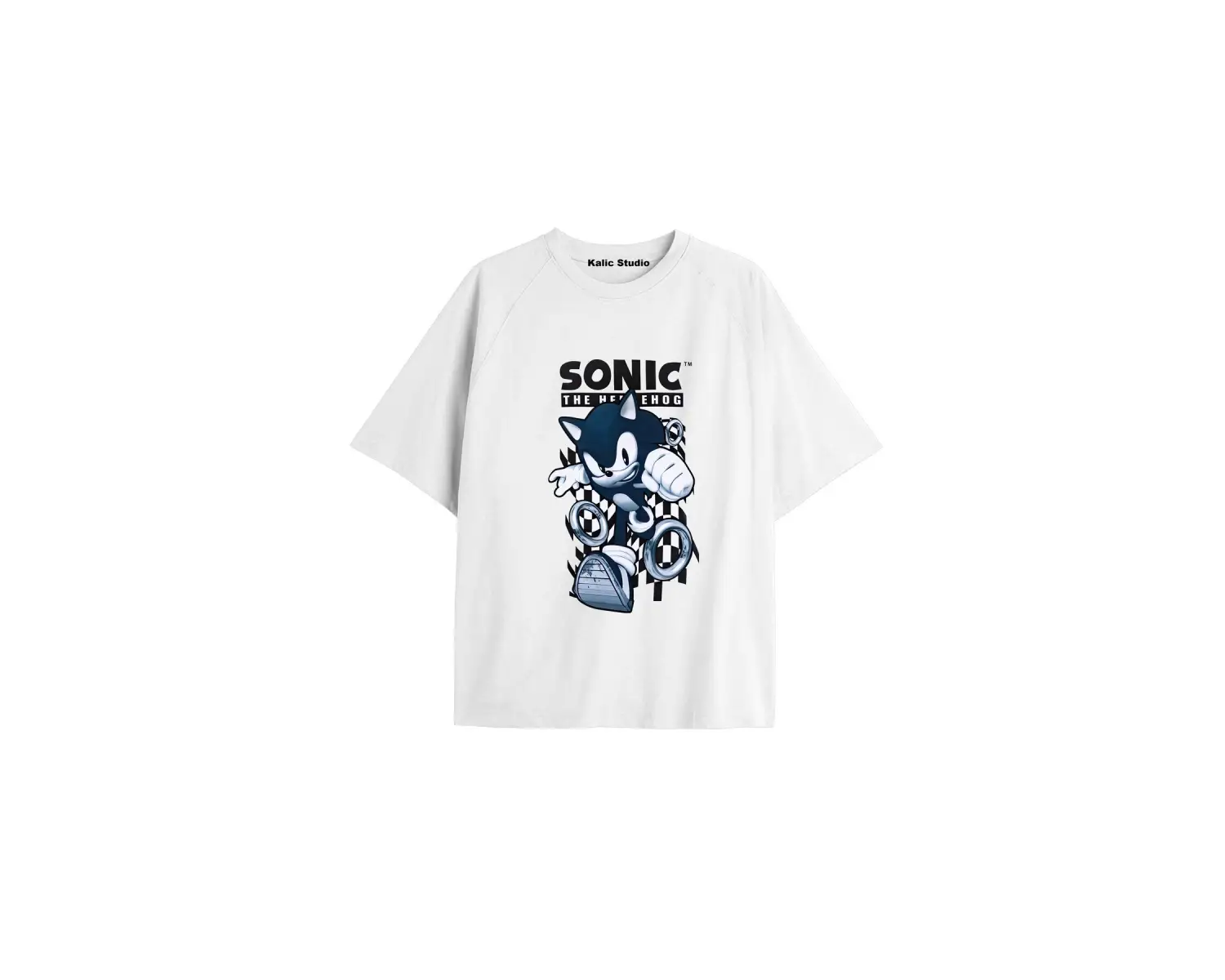 UNİSEX Bay Sonic Desenli Beyaz Yazlık T-shirt