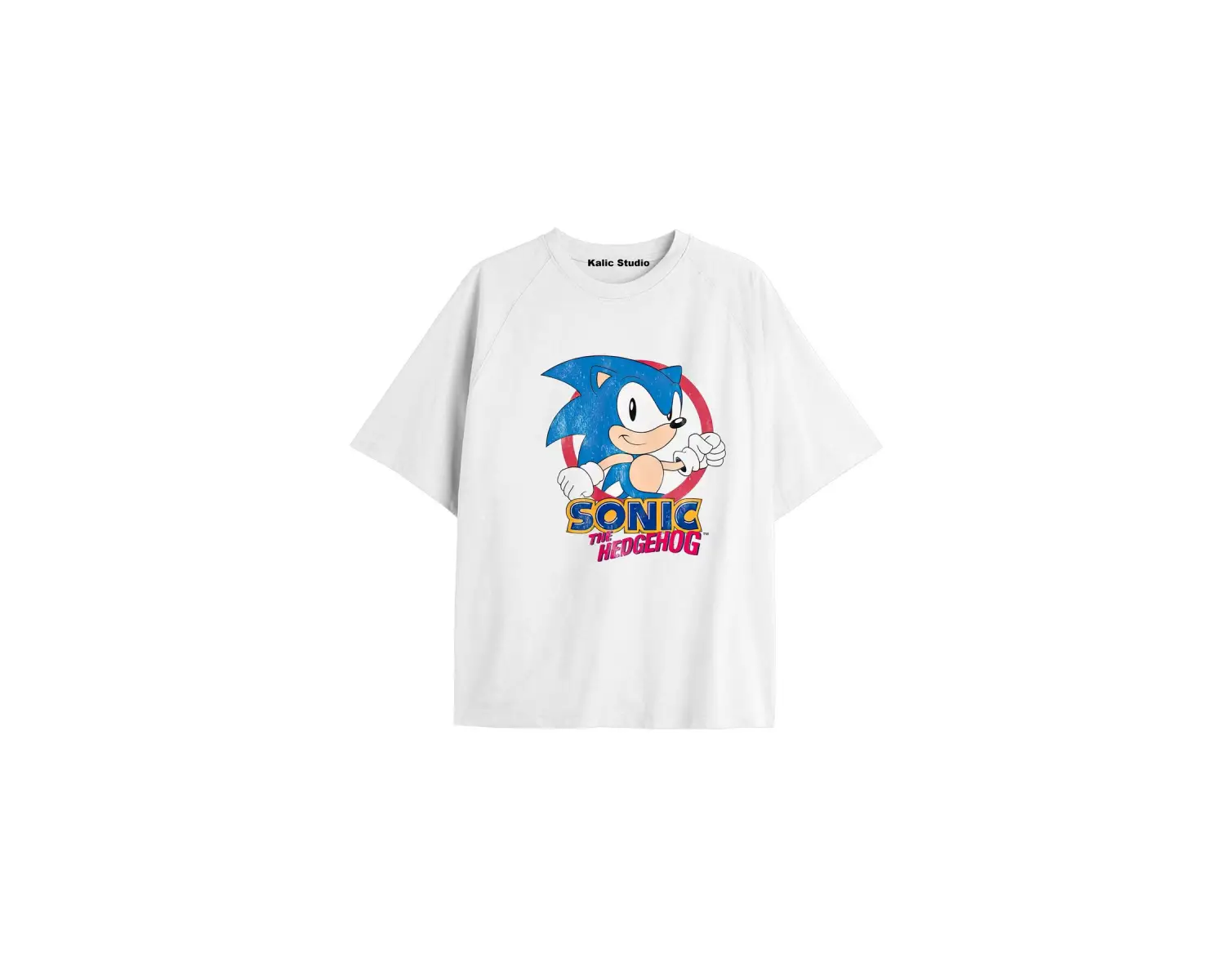 UNİSEX Bay Sonic Desenli Beyaz Yazlık T-shirt