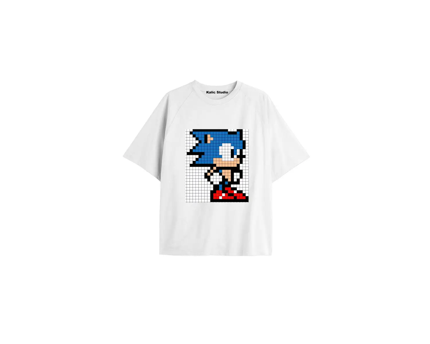 UNİSEX Bay Sonic Desenli Beyaz Yazlık T-shirt