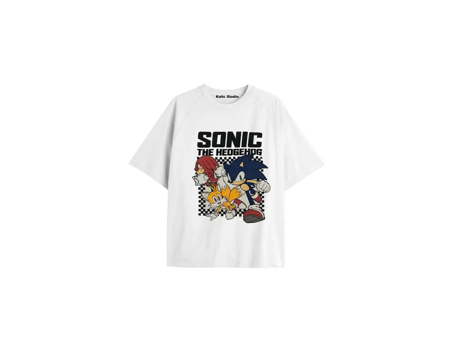 UNİSEX Bay Sonic Desenli Beyaz Yazlık T-shirt