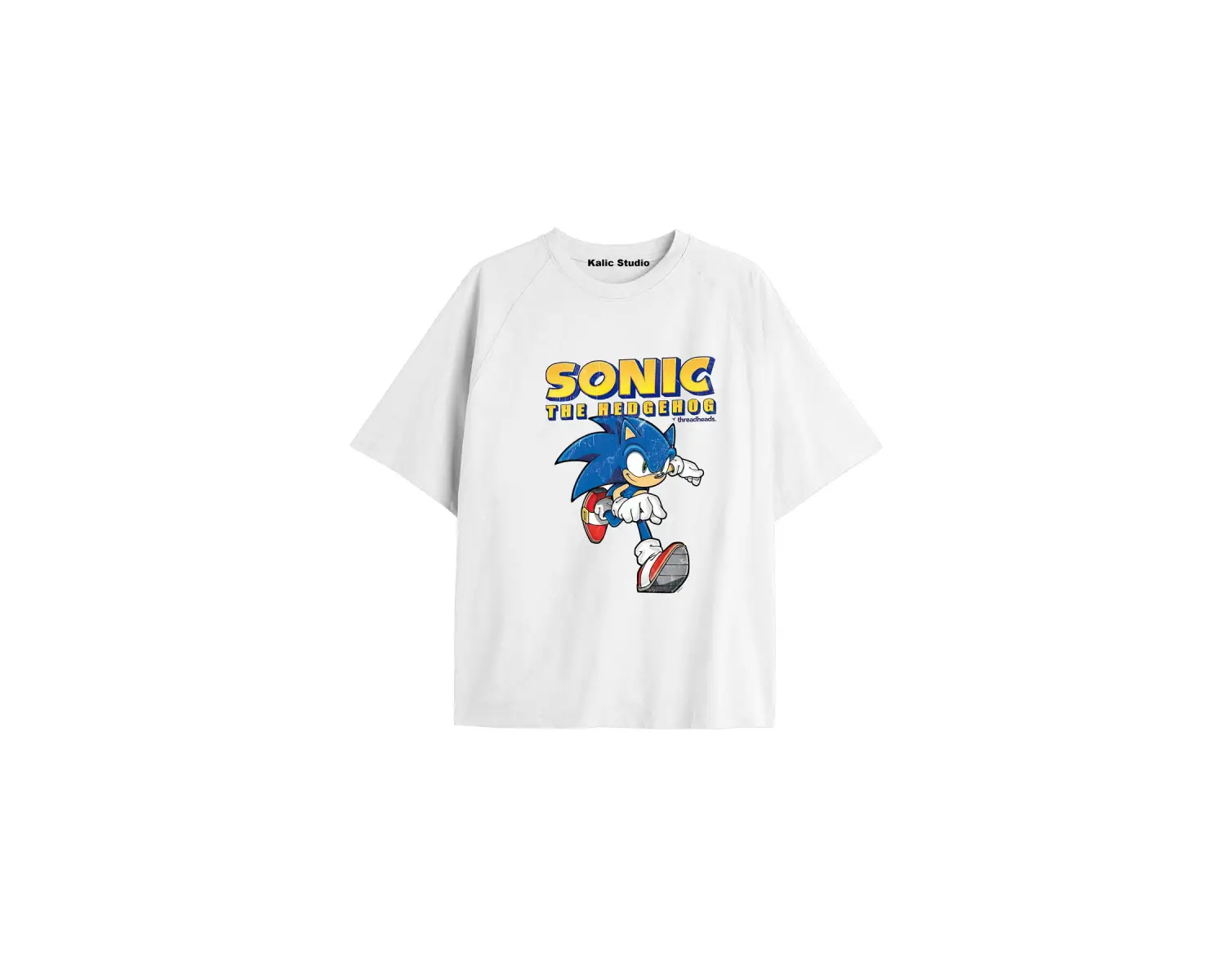 UNİSEX Bay Sonic Desenli Beyaz Yazlık T-shirt