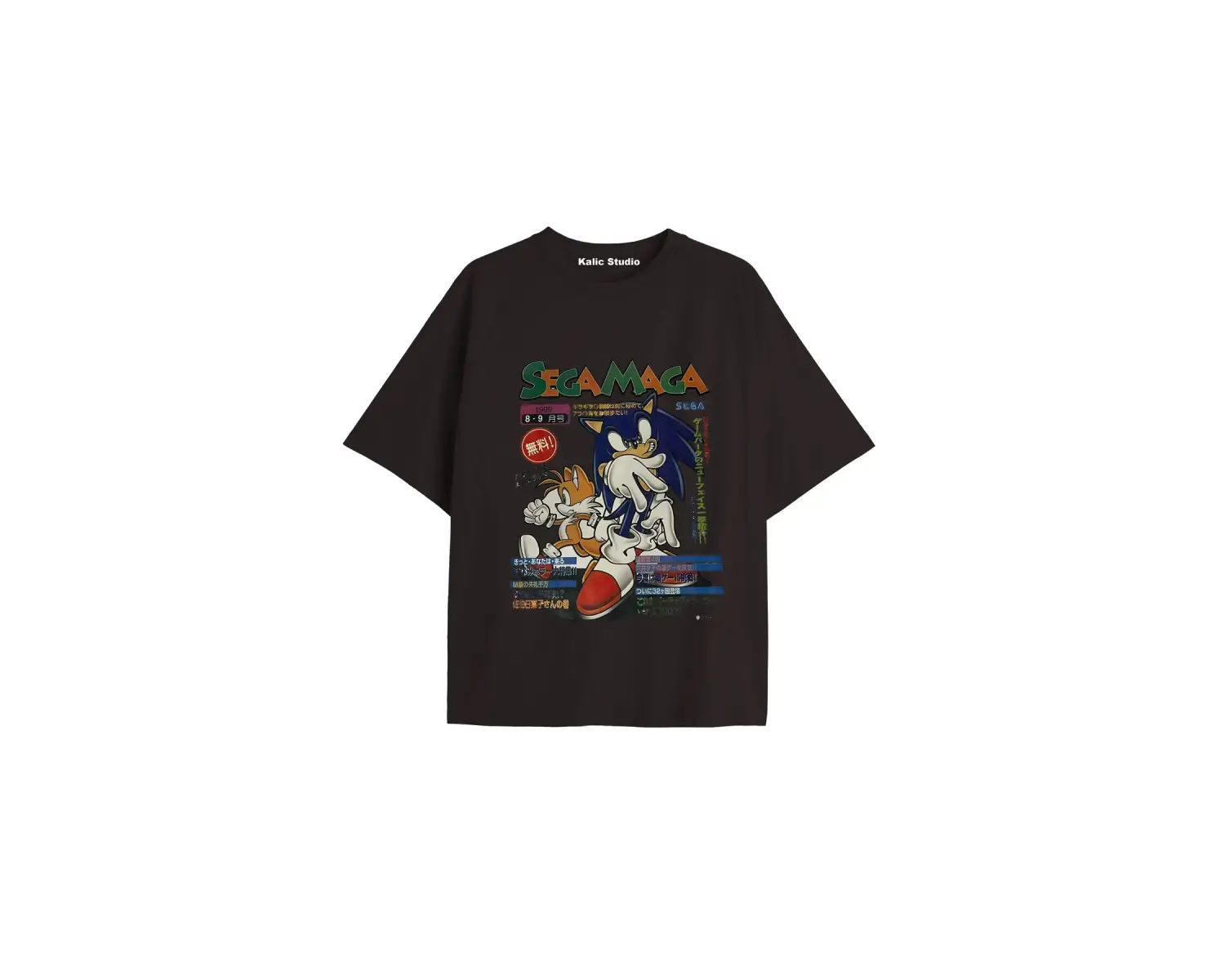 UNİSEX Bay Sonic Desenli Siyah Yazlık T-shirt