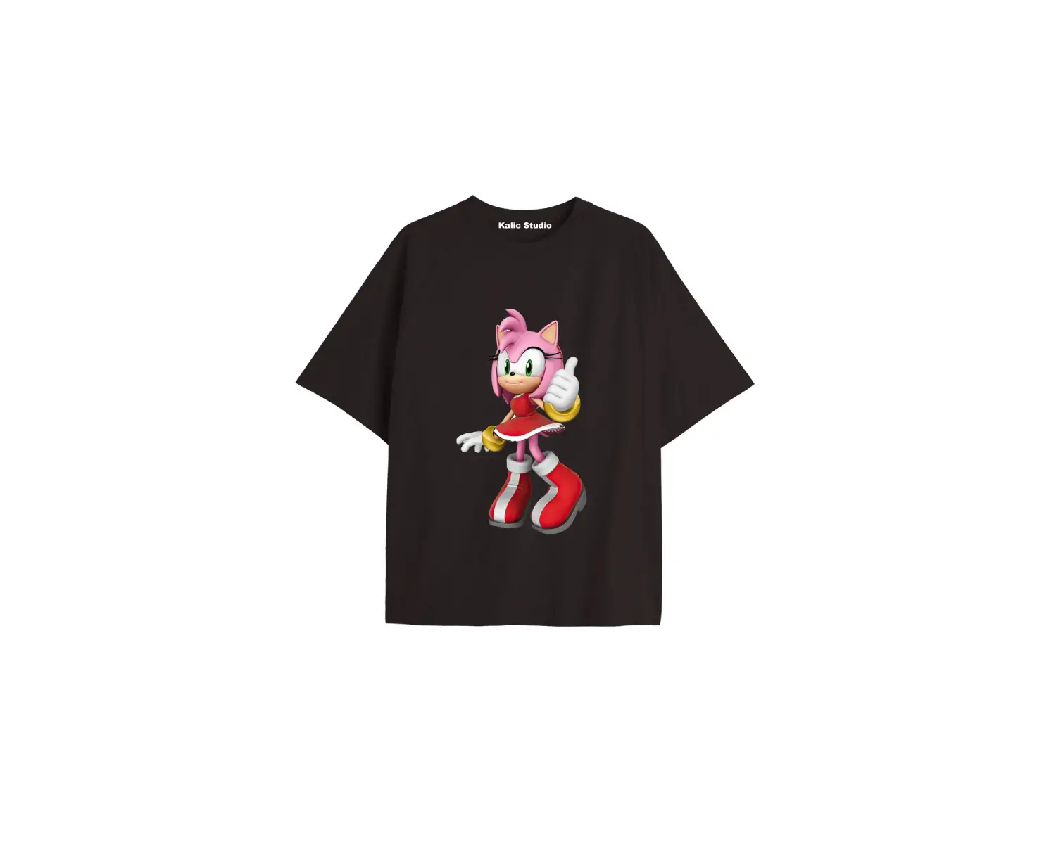 UNİSEX Bay Sonic Desenli Siyah Yazlık T-shirt
