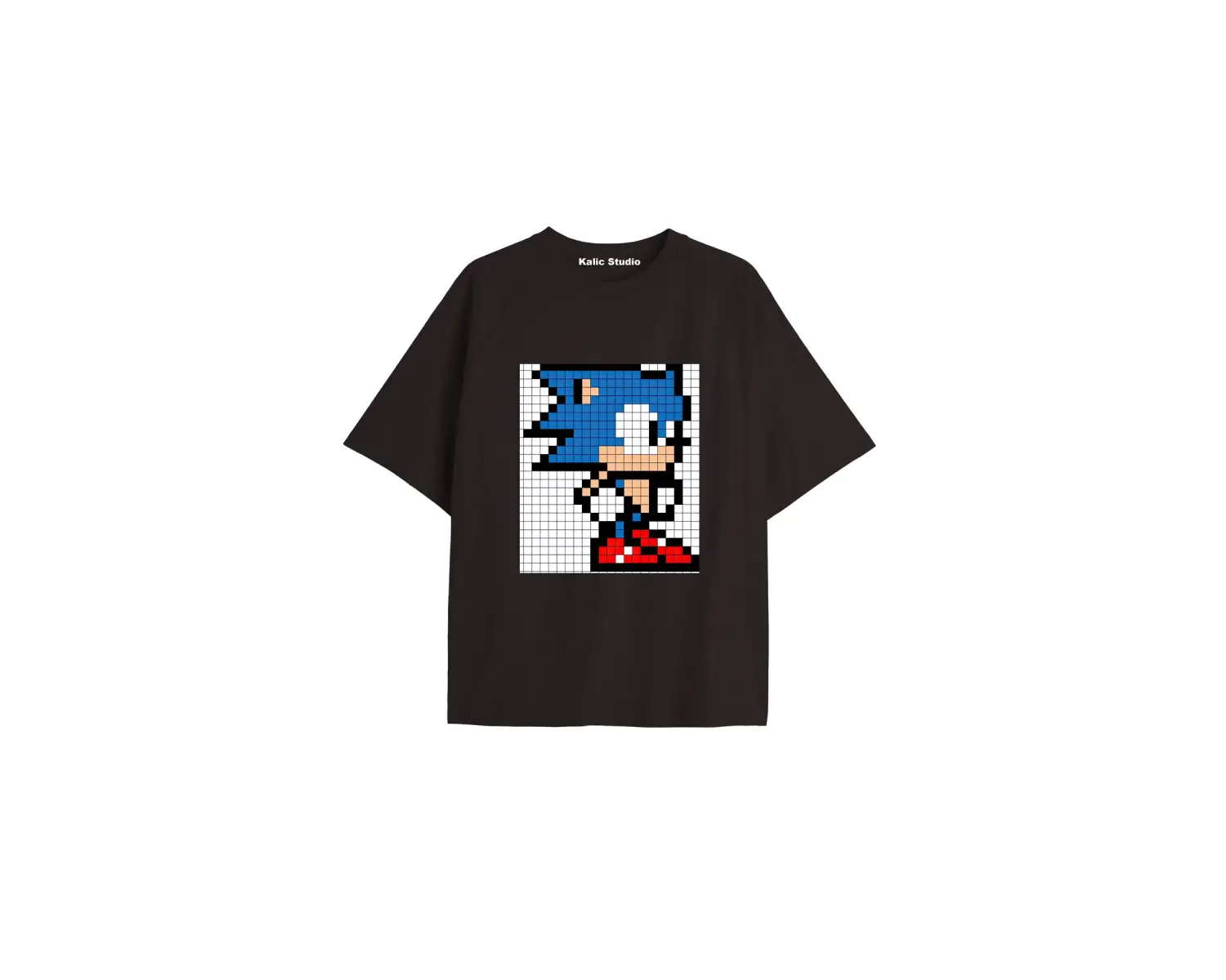 UNİSEX Bay Sonic Desenli Siyah Yazlık T-shirt
