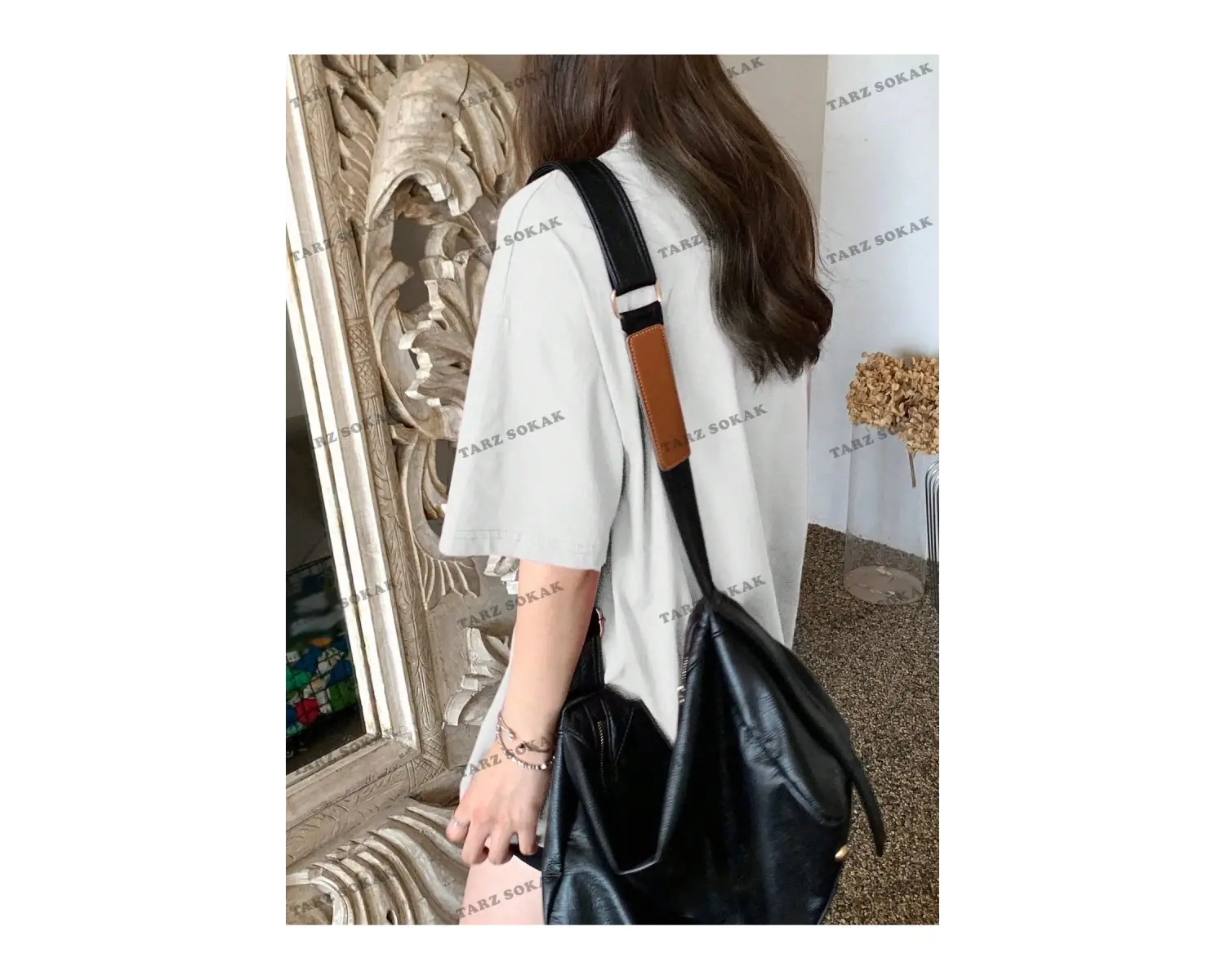 Unisex BAY   Yazılı Desenli Düşük Omuzlu Tişört KOD-1386