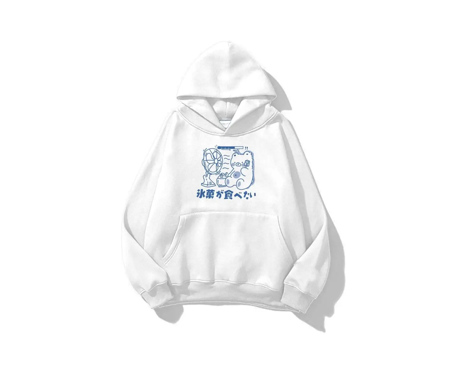 Unisex Bear & Fan Sweatshirt Beyaz