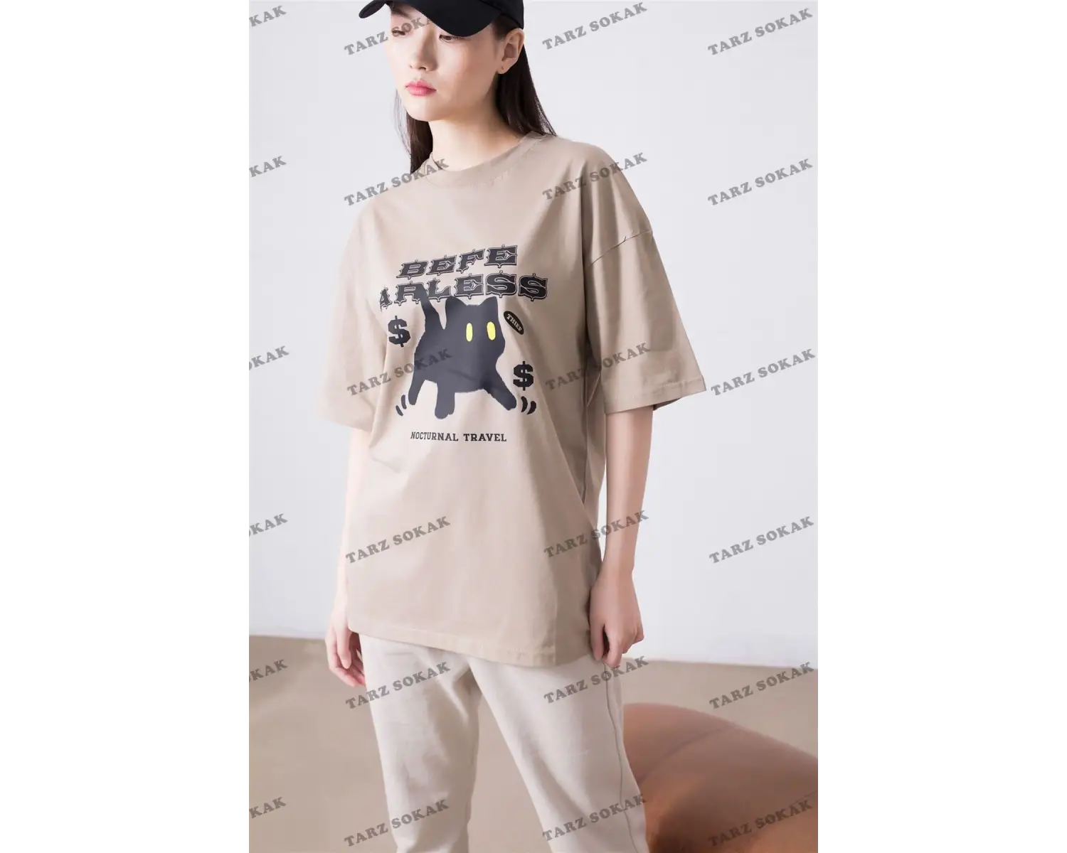 Unisex Befearless Cat Beyaz