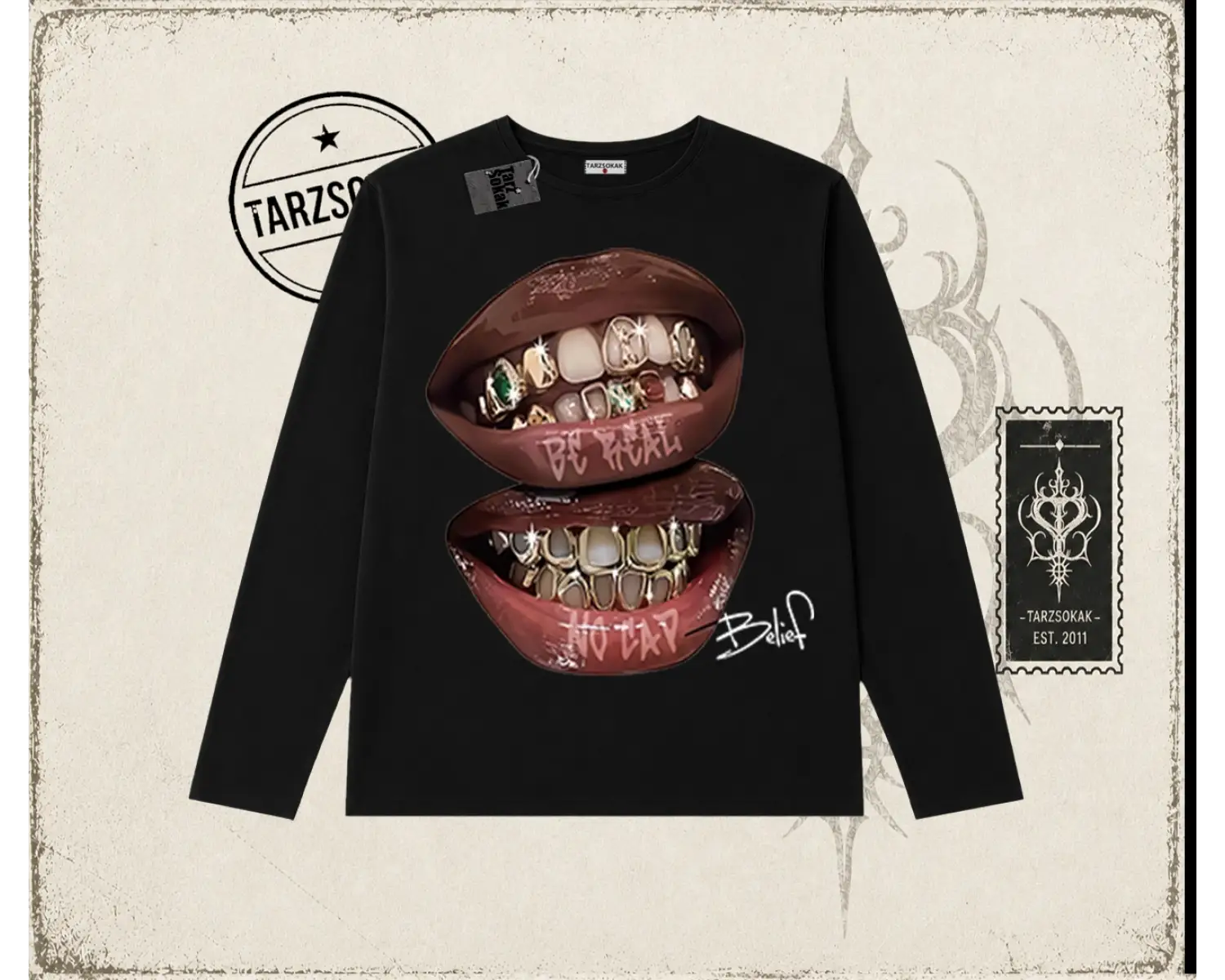 Unisex Belief Biskilet Yaka  Long Sleeve Beyaz