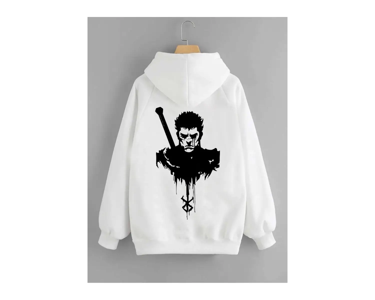 Unisex Berserk Beyaz Kapşonlu 12735