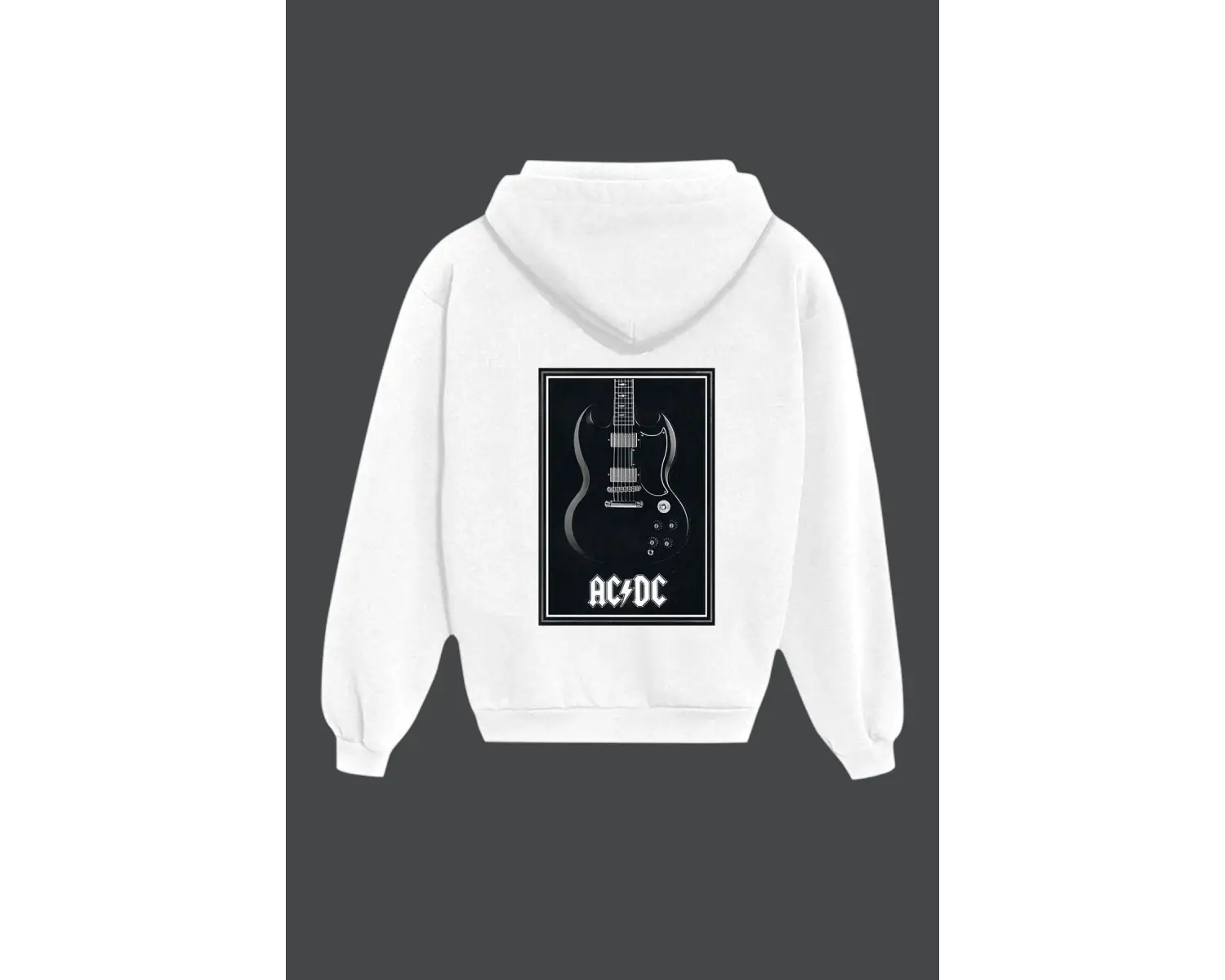 Unisex Beyaz Ac-dc Sırt Baskılı Sweatshirt