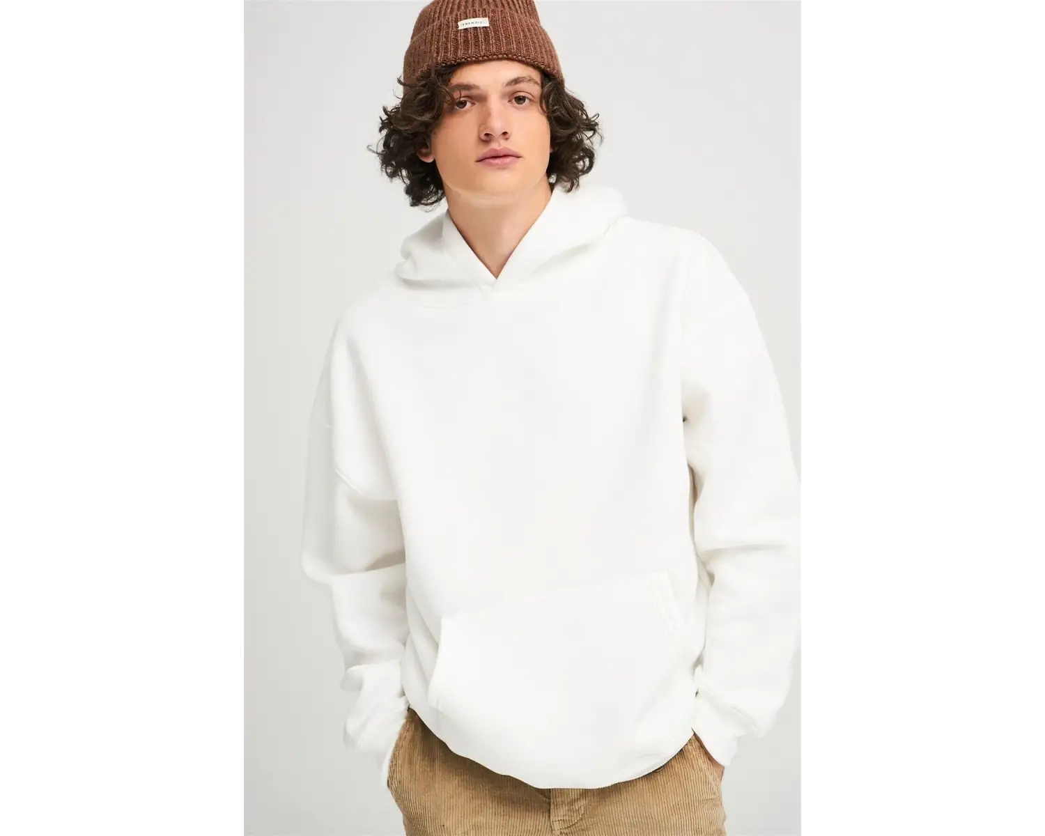 Unisex Beyaz Basic Sweatshirt Trndz200