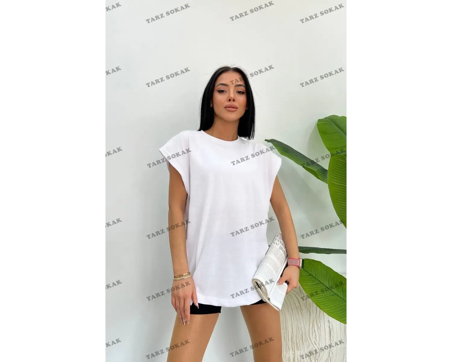 Unisex  Beyaz Basketçi Sıfır Kol Bisiklet Yaka Oversize Salaş Basic Kolsuz