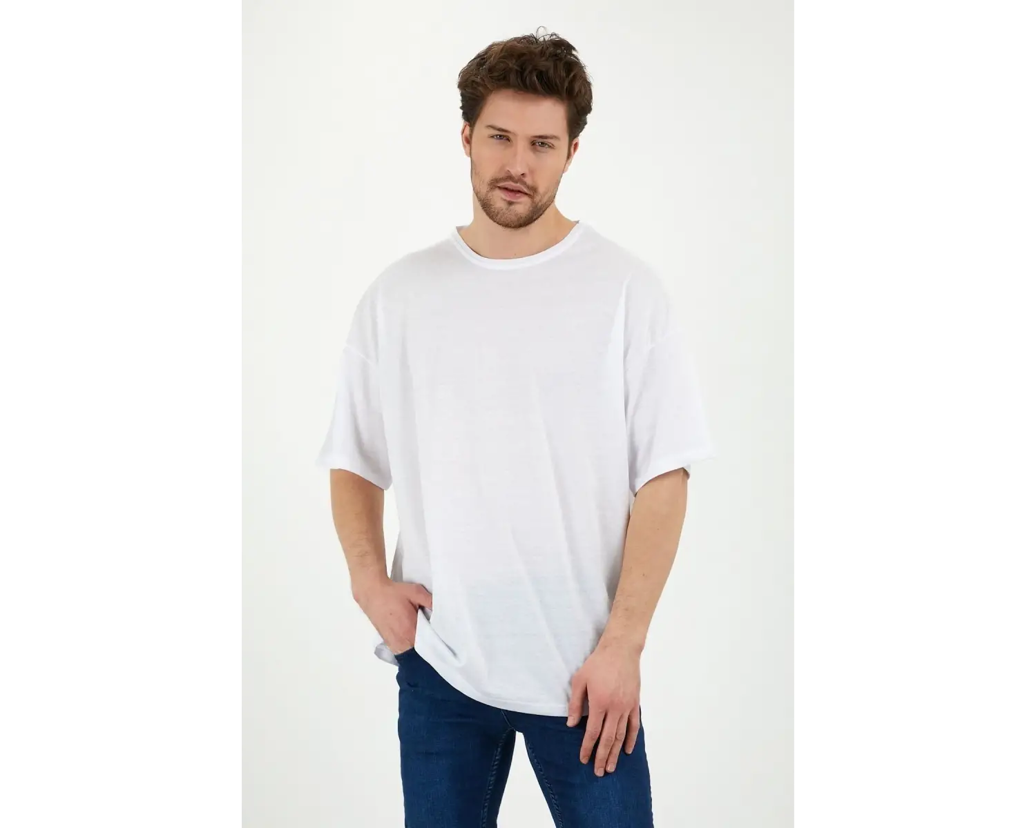 Unisex Beyaz Bol Kesim Oversize Tshirt