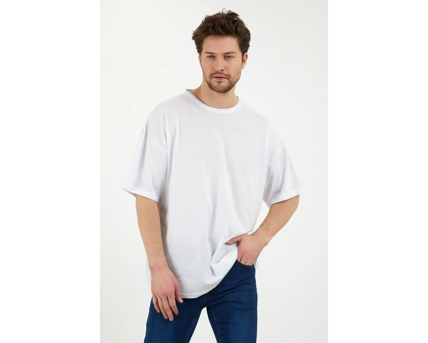 Unisex Beyaz Bol Kesim Oversize Tshirt