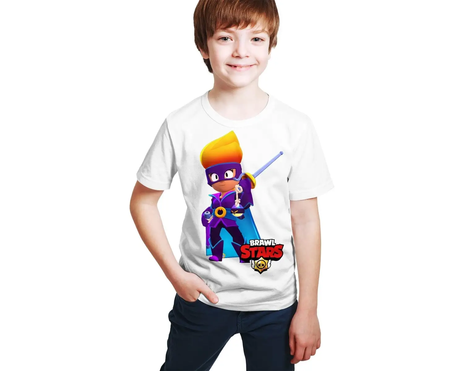 Unisex Beyaz Brawl Stars - Amber De La Vega Kostüm - Dijital Baskılı T-shirt