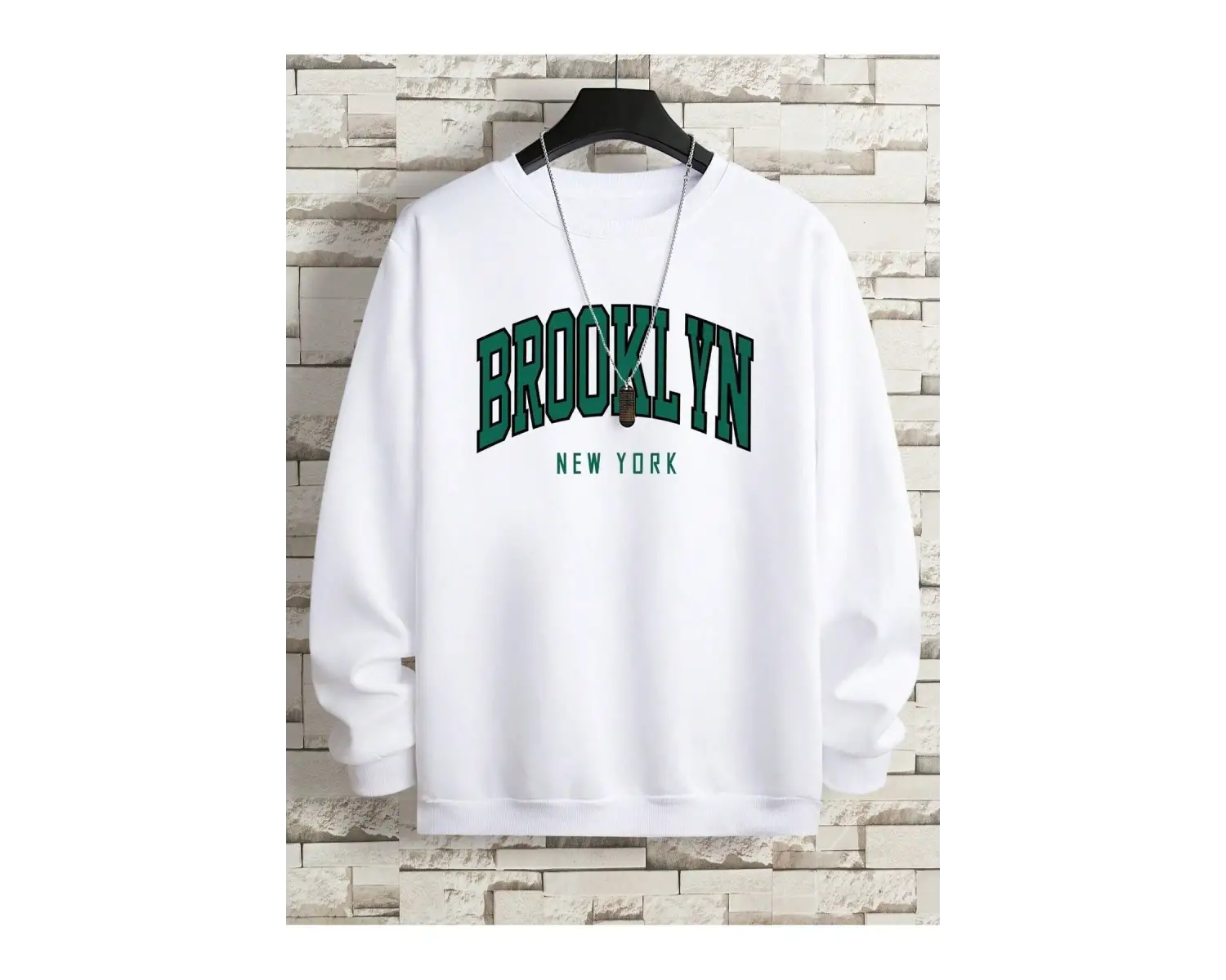 Unisex Beyaz Brooklyn Newyork 1898 Siyah Baskılı Kapüşonlu Oversize Sweatshirt mdgnmo