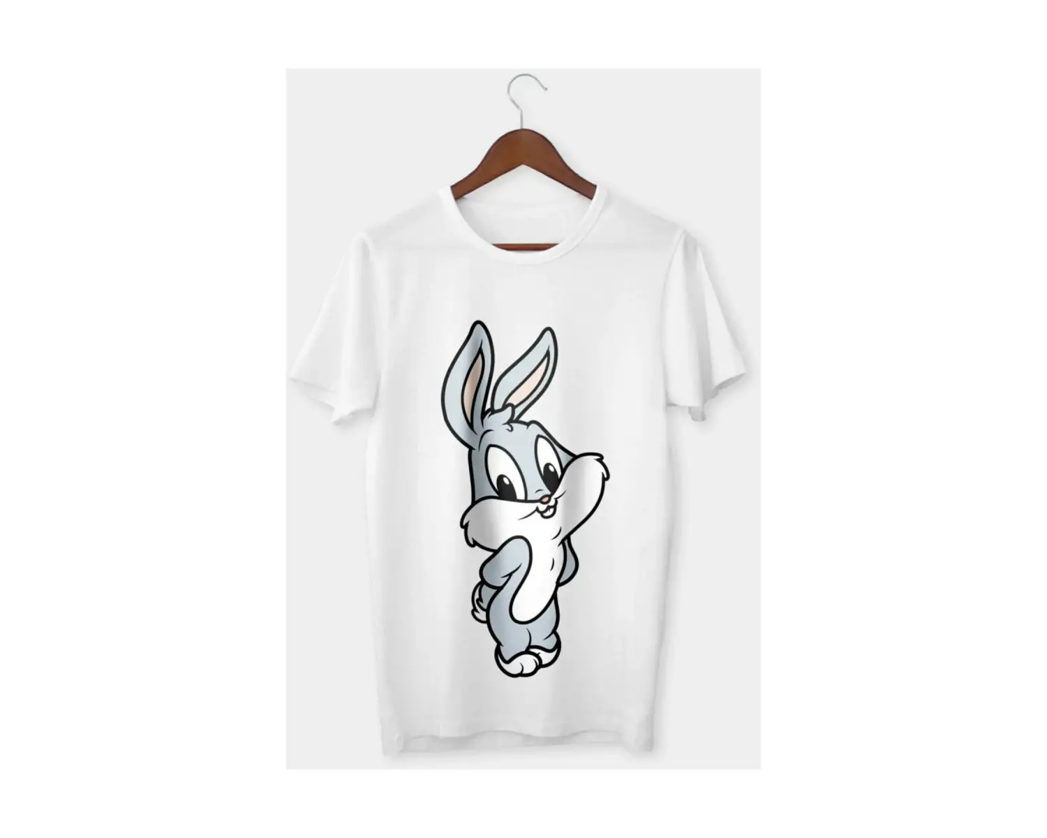 Unisex Beyaz Bugs Bunny Baskılı T-shirt