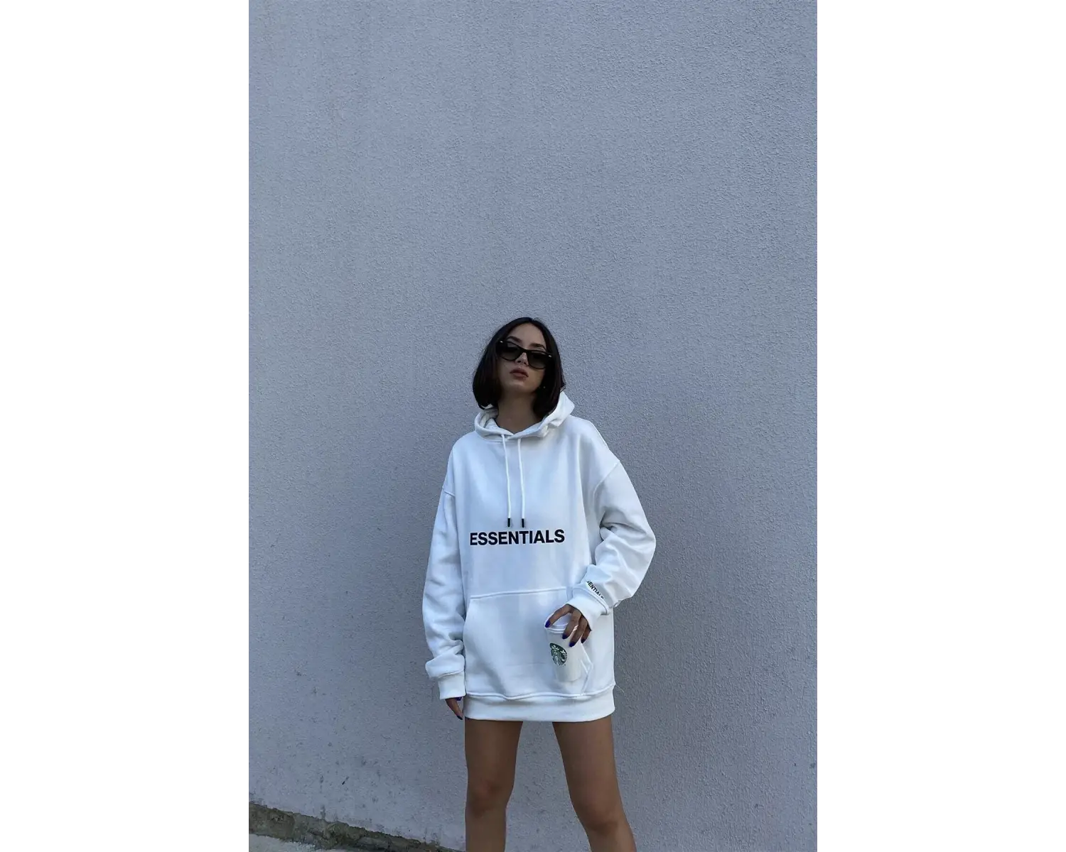 Unisex Beyaz Essentials Sweatshirt Trndz204