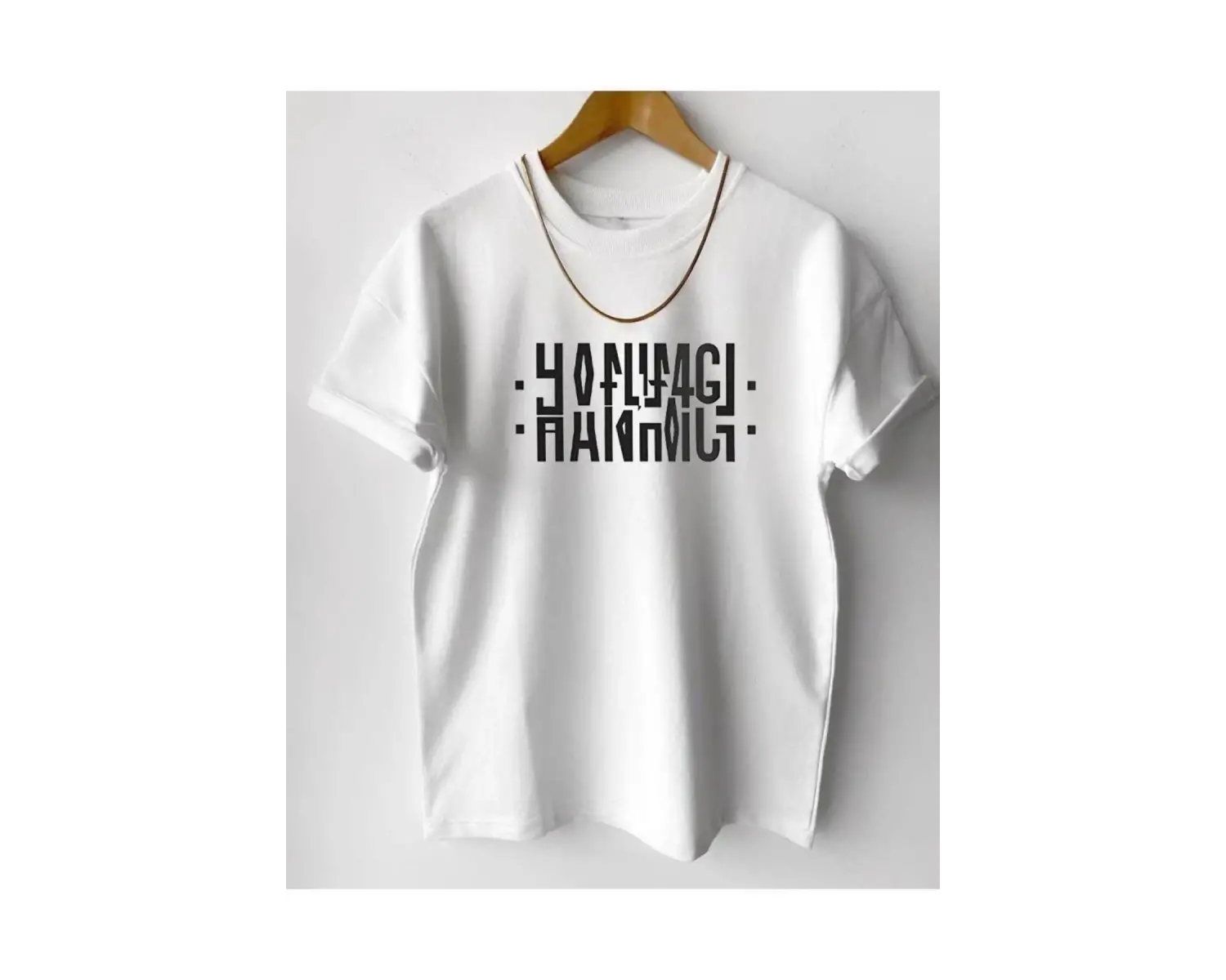 Unisex Beyaz Hanımcı Baskılı Katlamalı Bisiklet Yaka Tişört