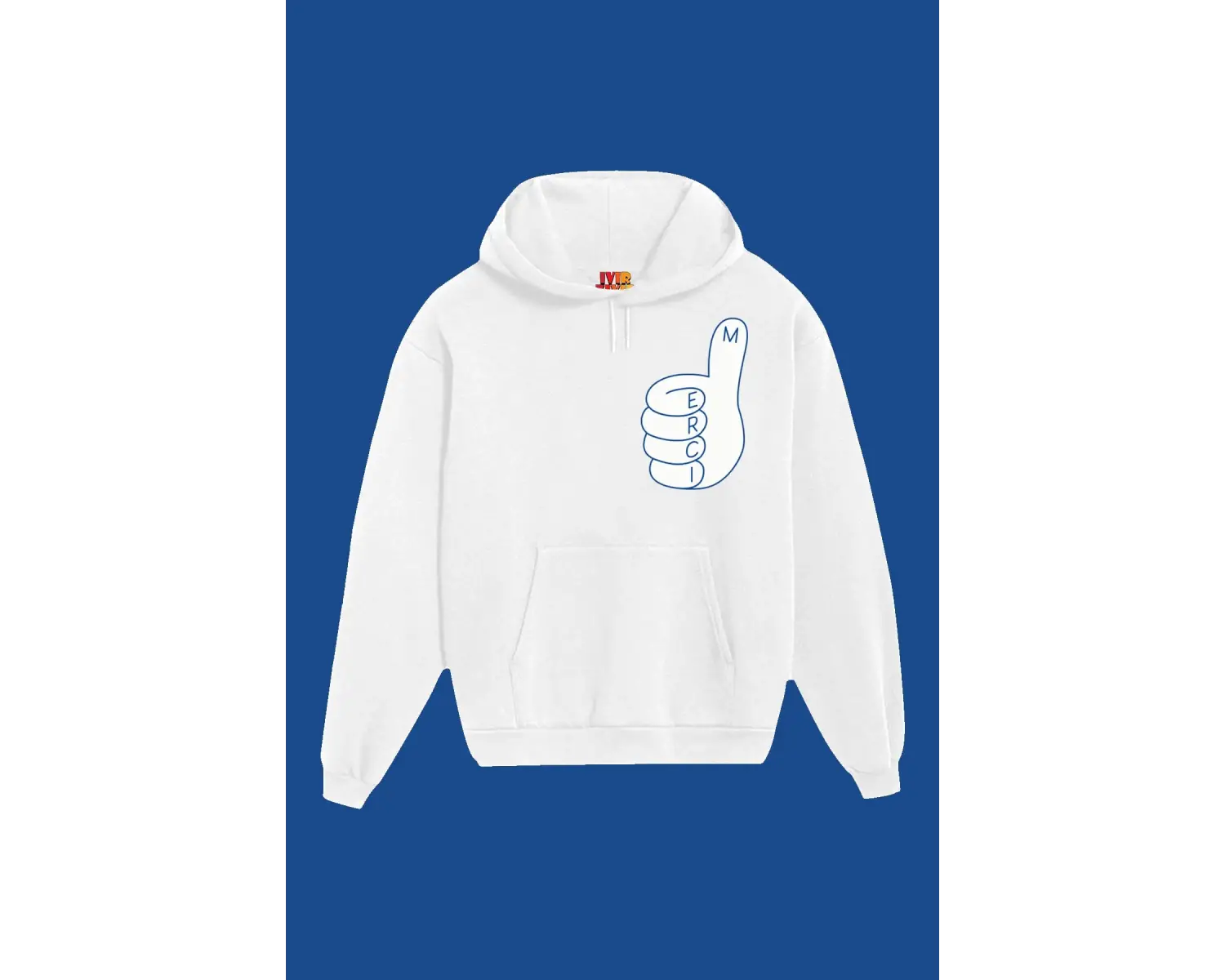 Unisex Beyaz Merci Baskılı Sweatshirt