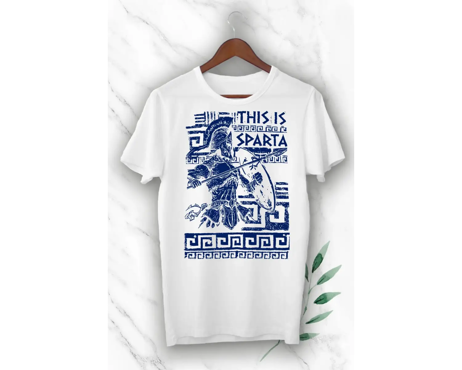 Unısex Beyaz Mitoloji Heykel Baskılı Tişört