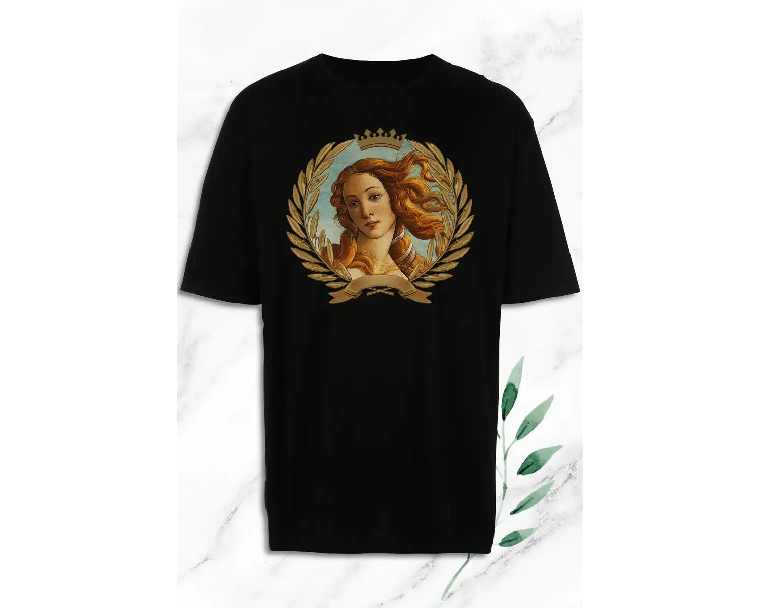 Unisex Beyaz Oversize Mitoloji Güzellik Tanrıçası Venüs Heykel Baskılı Tişört