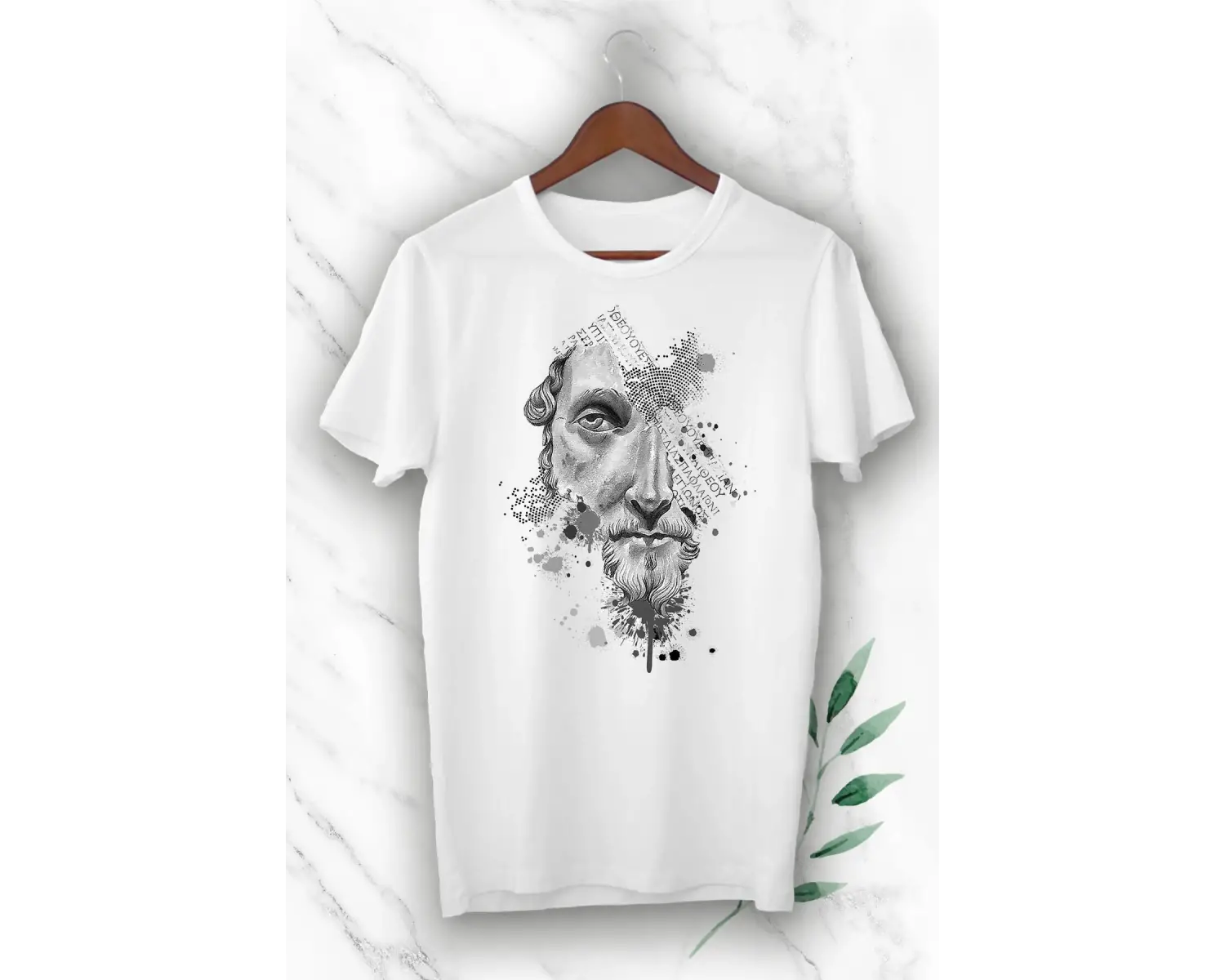Unısex Beyaz Roma Imparatoru Filozof Marcus Aurelius Baskılı Tişört