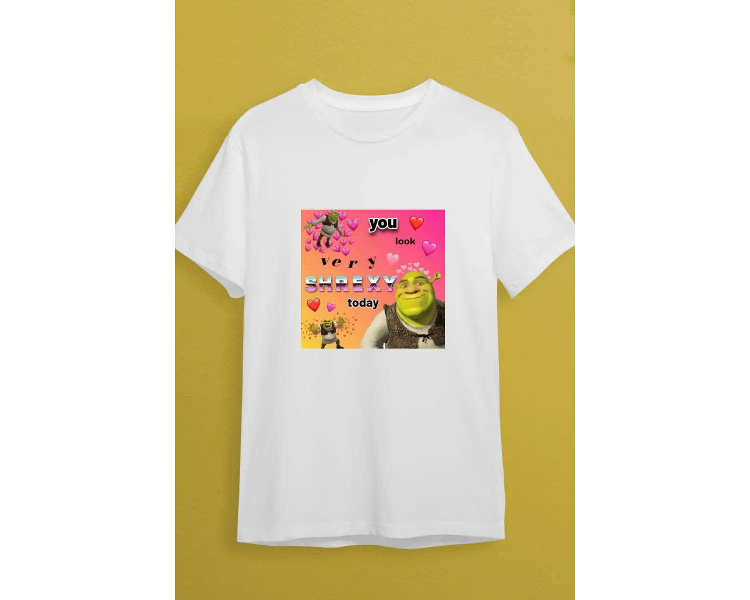 Unisex Beyaz Shrek Baskılı %100 Pamuk T-shirt