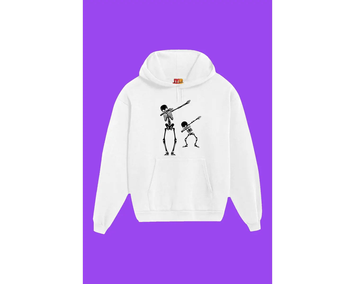 Unisex Beyaz Skull Sırt Baskılı Sweatshirt