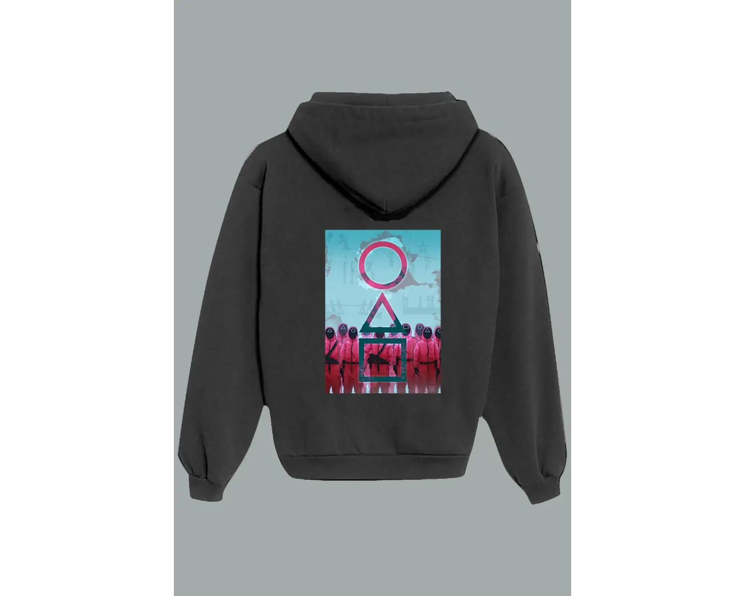 Unisex Beyaz Squid Game Sırt Baskılı Sweatshirt