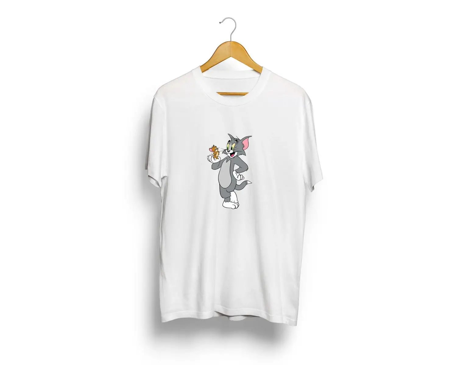 Unisex Beyaz Tom& Jerry Baskılı Oversize T-shirt