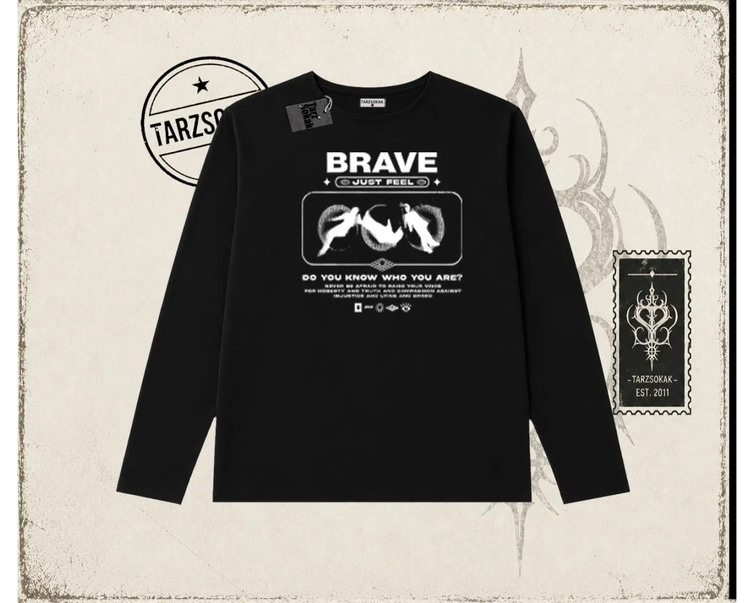 Unisex Brave Biskilet Yaka  Long Sleeve Beyaz