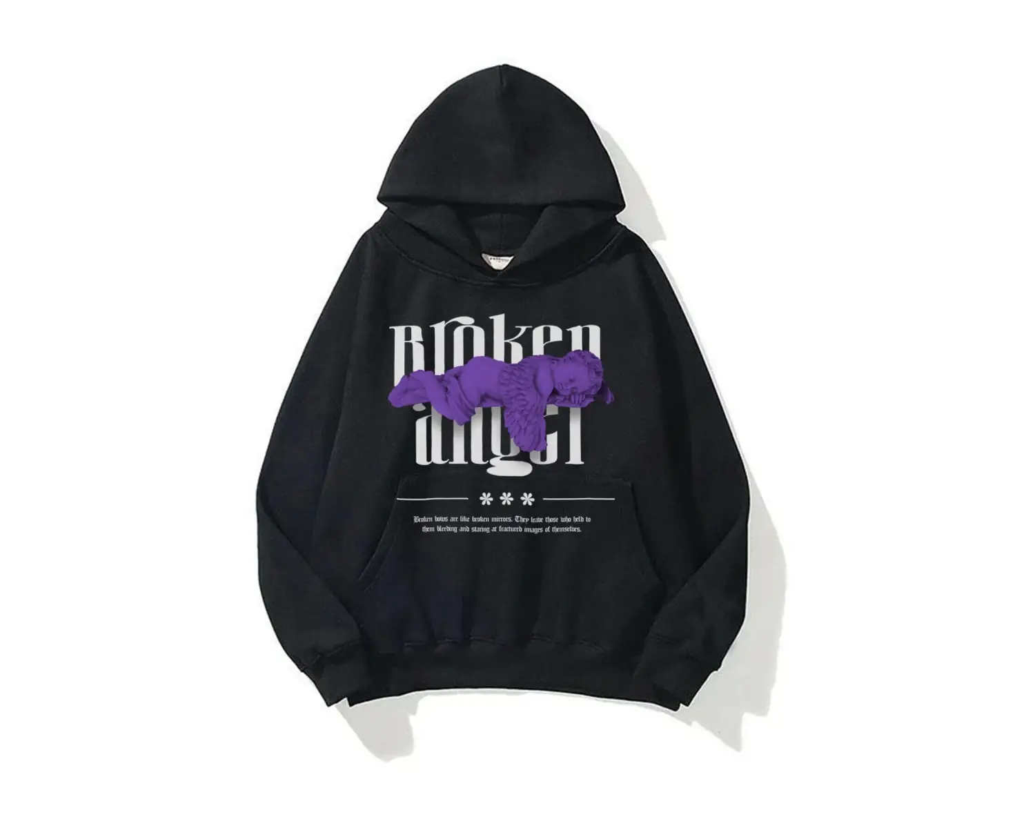 Unisex Broken Angel Sweatshirt Hoodie Siyah