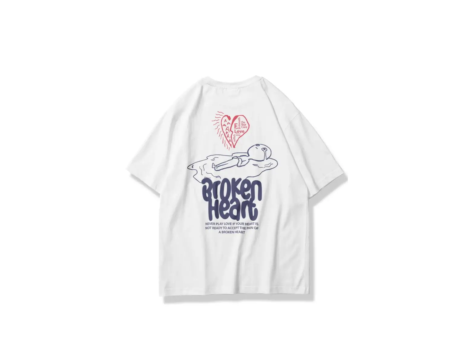 Unisex Broken Heart Tshirt Beyaz