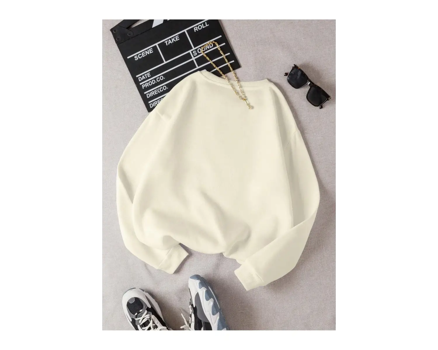 Unisex Brooklyn Baskılı Bisiklet Yaka Sweatshirt Beyaz