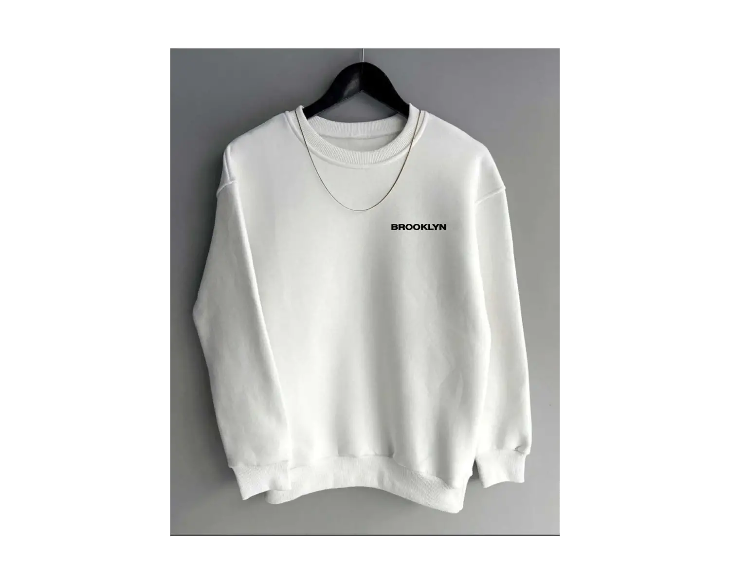 Unisex Brooklyn Baskılı Sweatshirt KPP-siyah-brooklyn