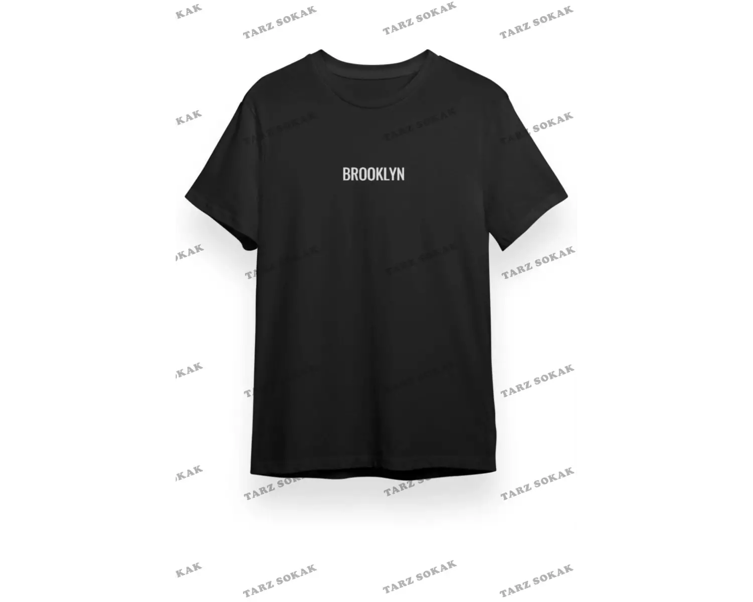 Unisex Brooklyn Siyah Oversize Bisiklet Yaka Baskılı