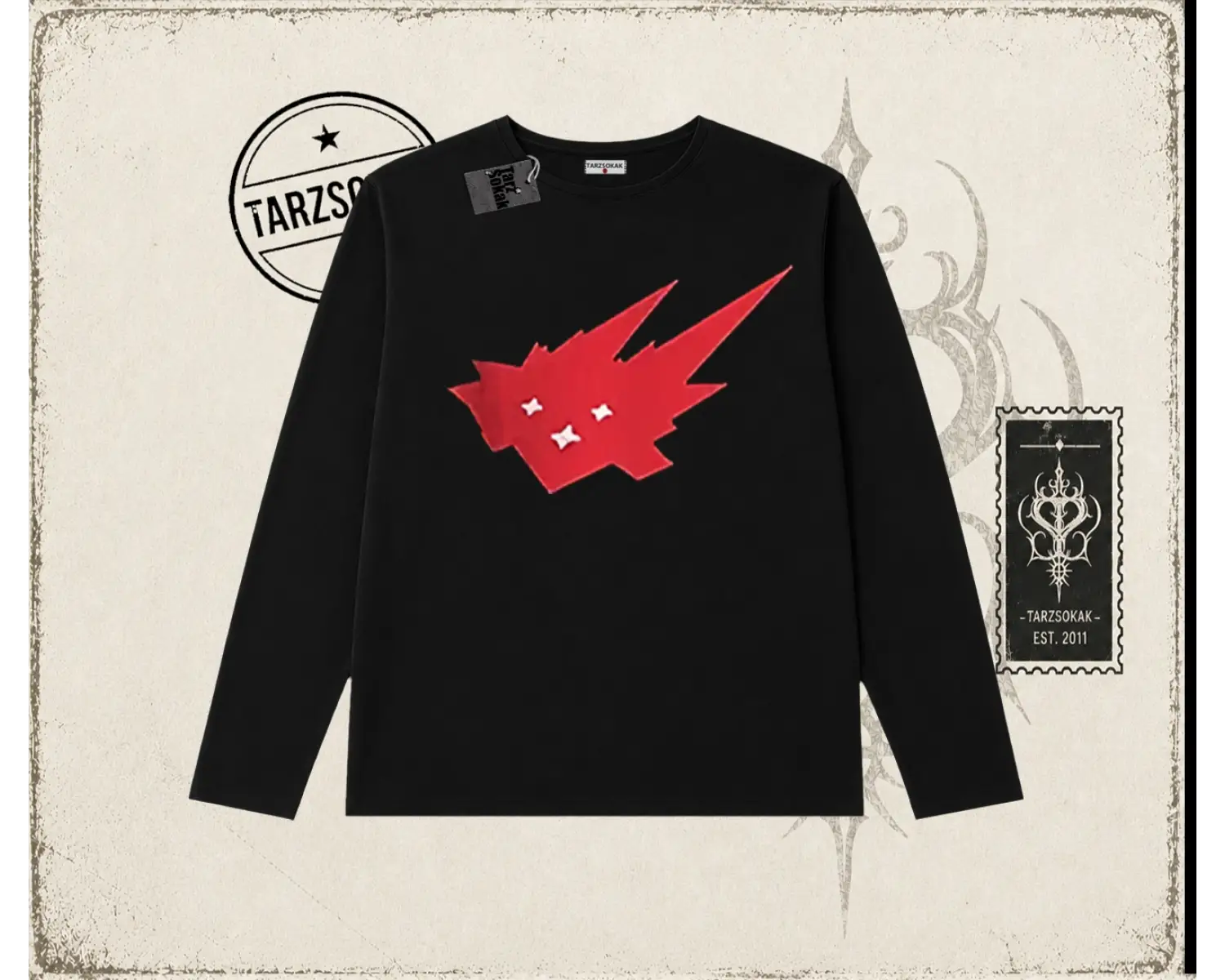 Unisex Cacti Travis Scott Biskilet Yaka  Long Sleeve Beyaz