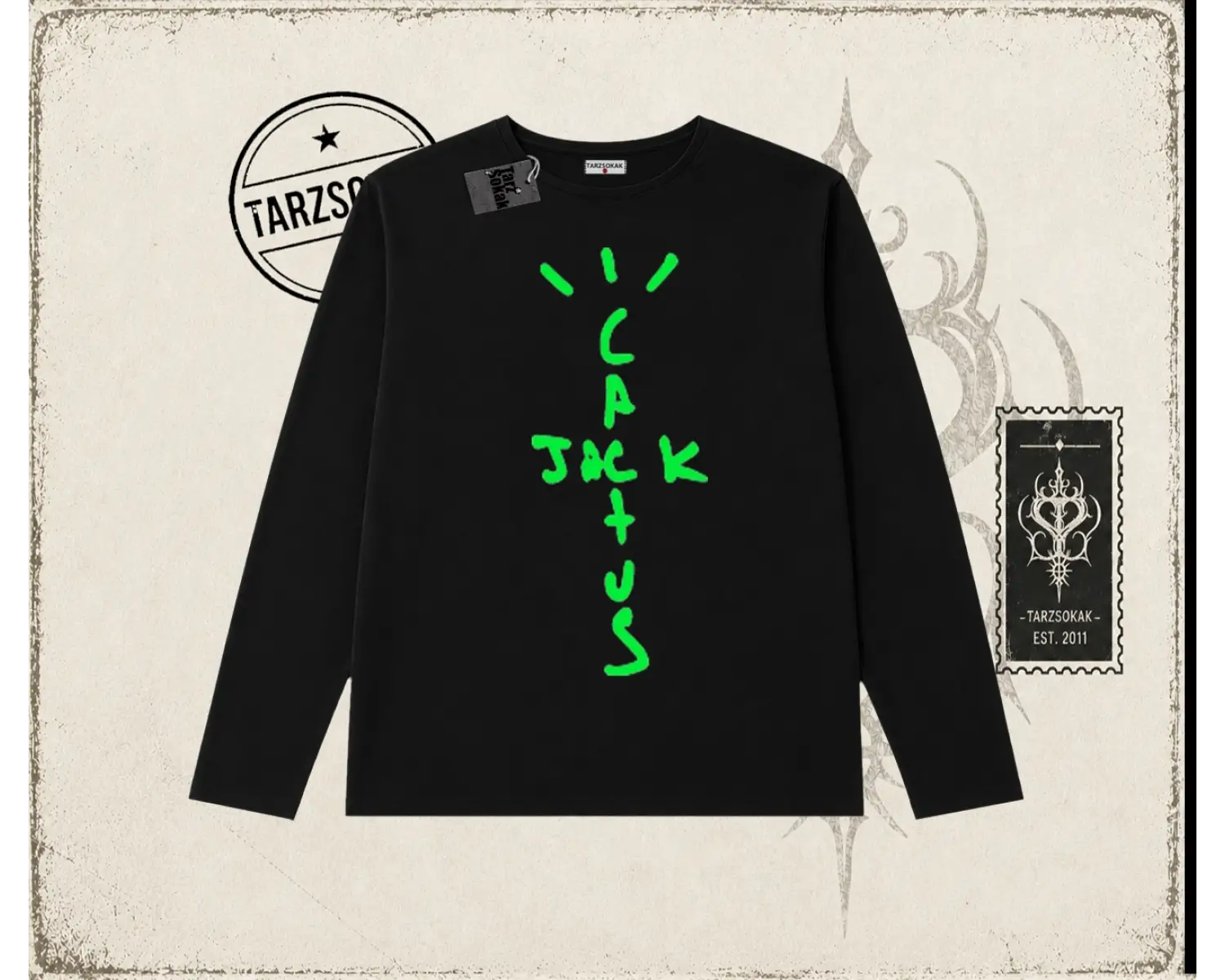 Unisex Cactus Jack Air Biskilet Yaka  Long Sleeve Beyaz