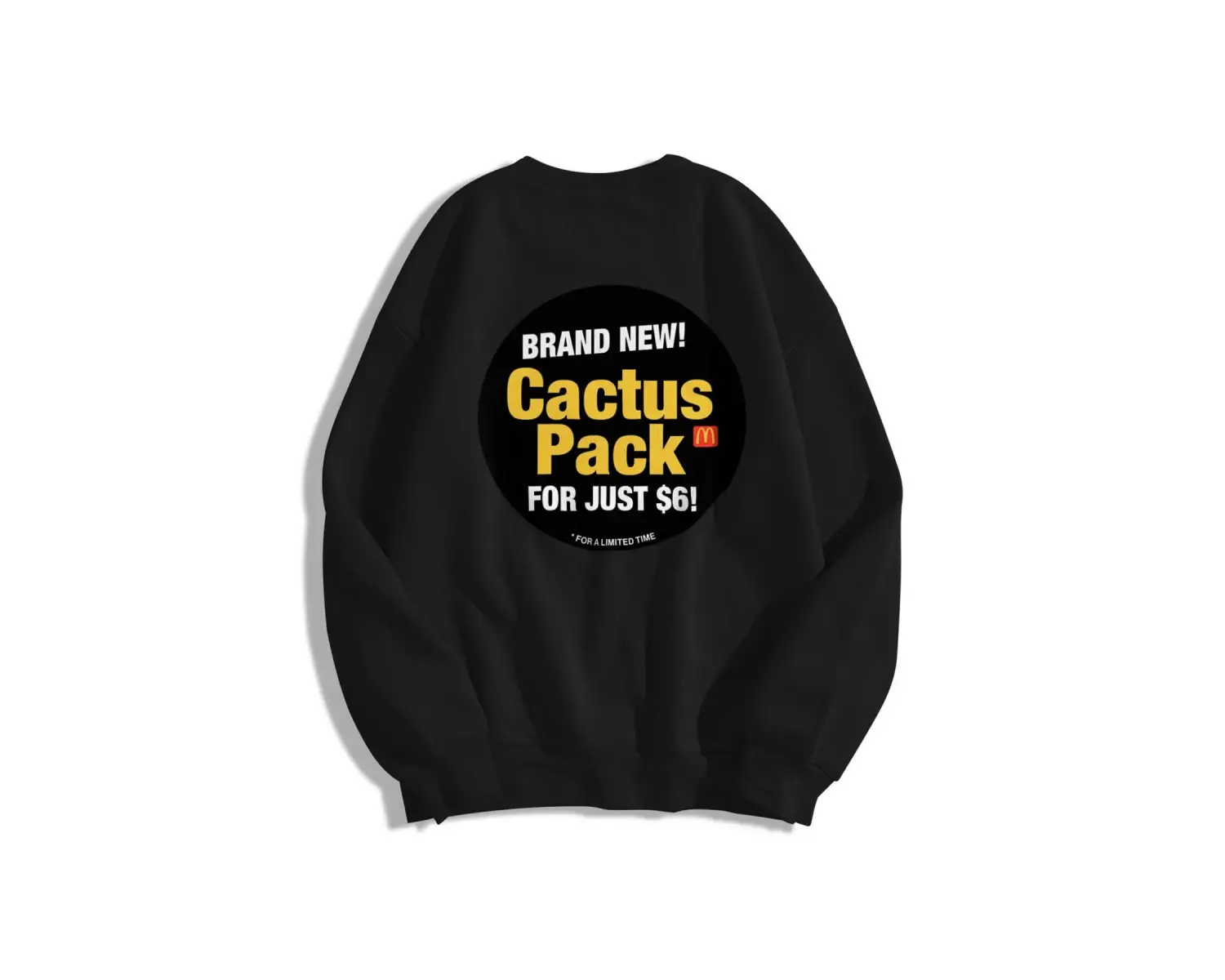 Unisex Cactus Pack Bisiklet Yaka Sweatshirt Siyah